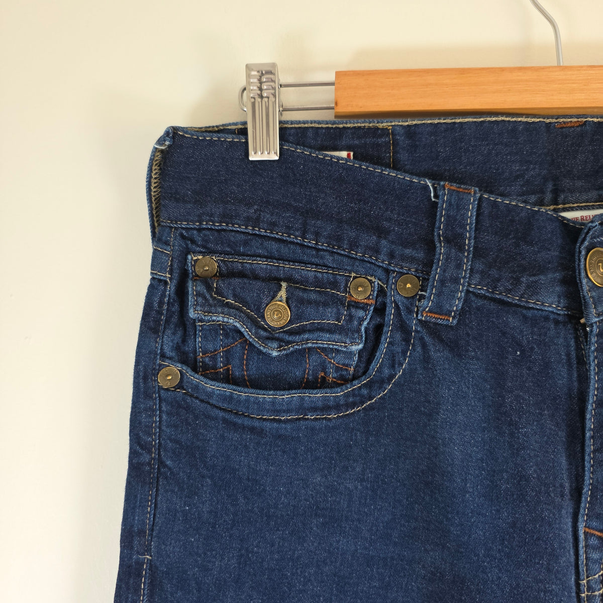True Religion Geno Jeans W34 L32.5 Blue Slim Stretch Men’s Designer Denim