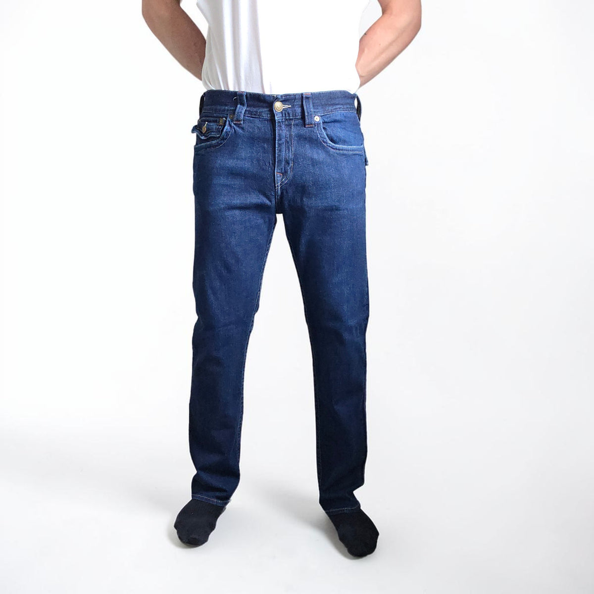 True Religion Geno Jeans W34 L32.5 Blue Slim Stretch Men’s Designer Denim