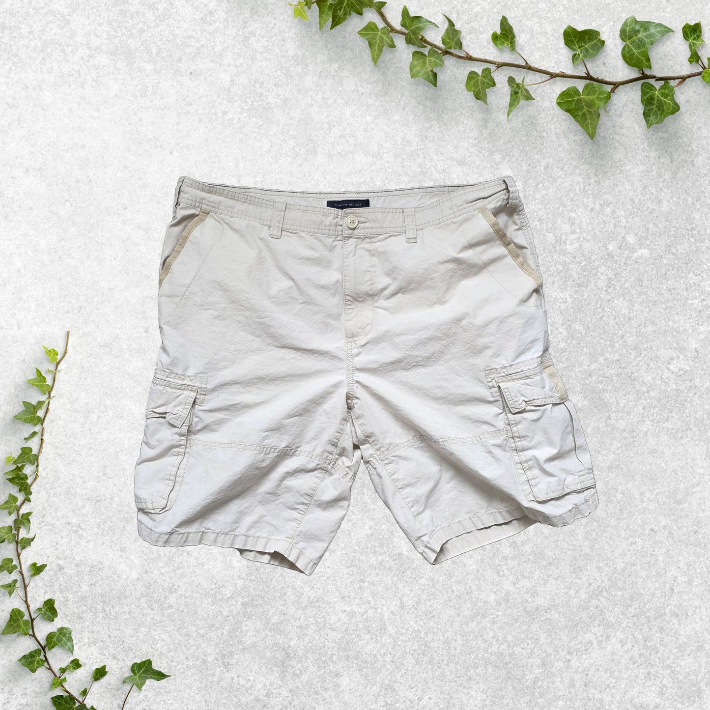 Tommy Hilfiger Shorts Mens W40 Beige Cargo Utility Hiking 100% Cotton