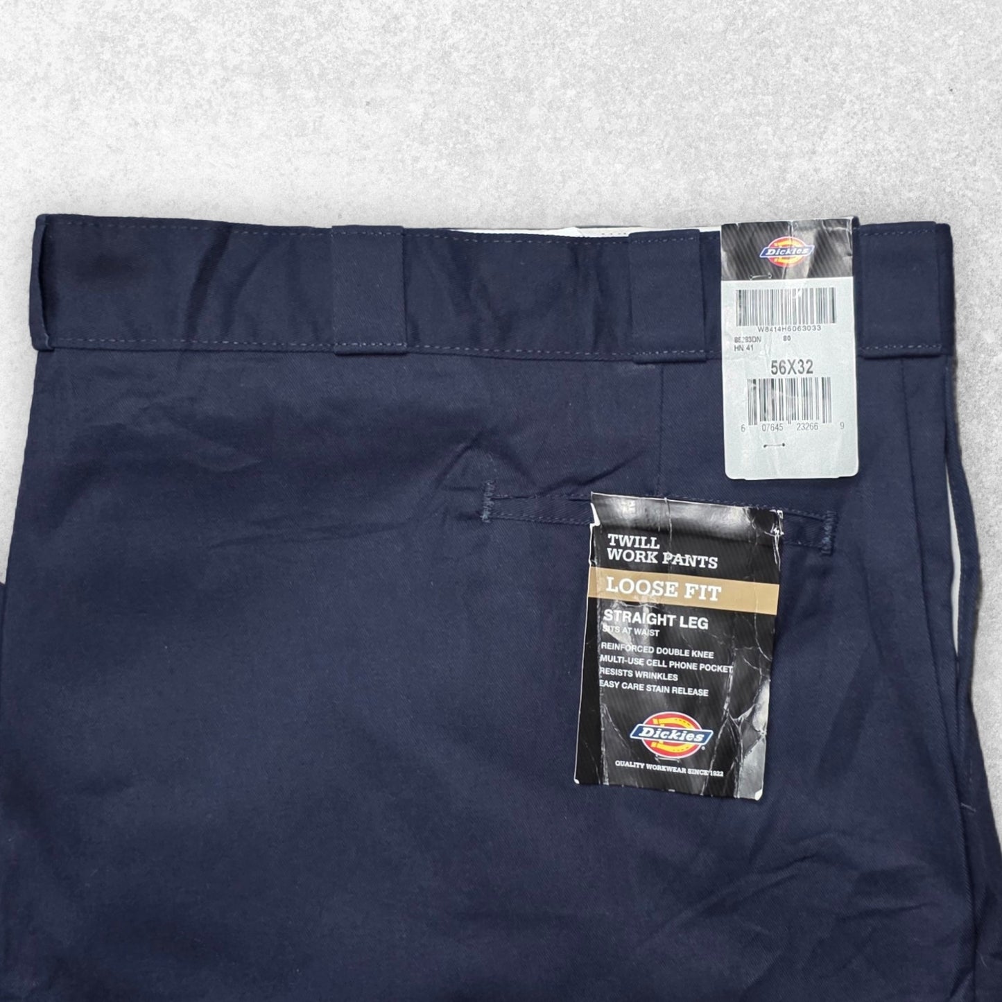 DICKIES Mens Loose Fit Chino Trousers W56 L32 Navy Blue BNWT Straight Leg