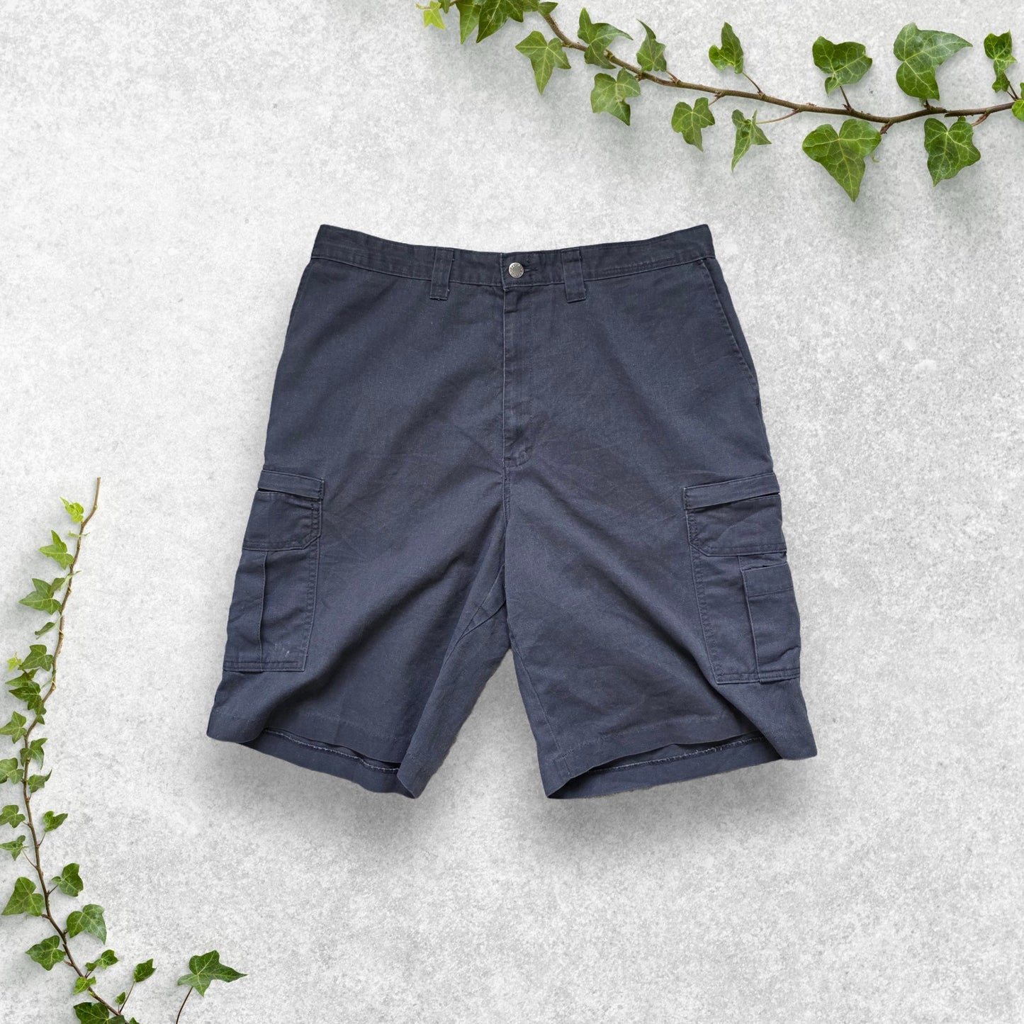 Dickies Cargo Workwear Shorts Blue Vintage Utility Work Shorts Men's W36