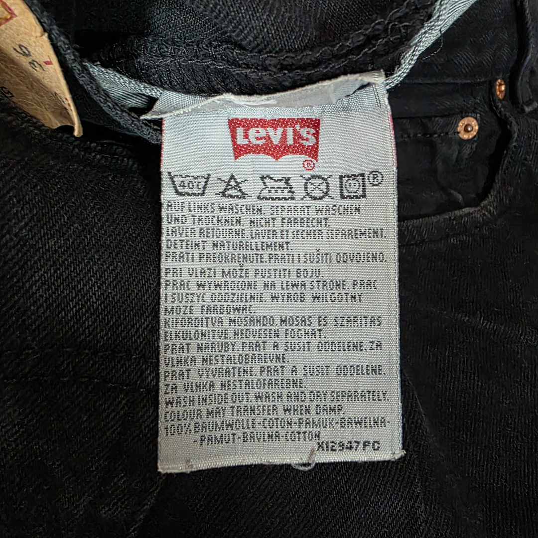 Vintage Levi’s 501 Jeans W31 L32 (Tag W32 L36) Black Button Fly Men’s