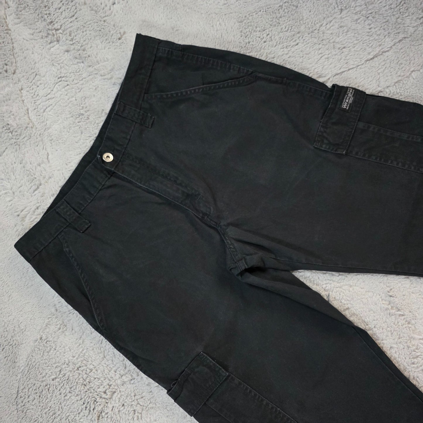 Wrangler Cargo Trousers Black Men’s Straight W34 L30 100% Cotton Utility