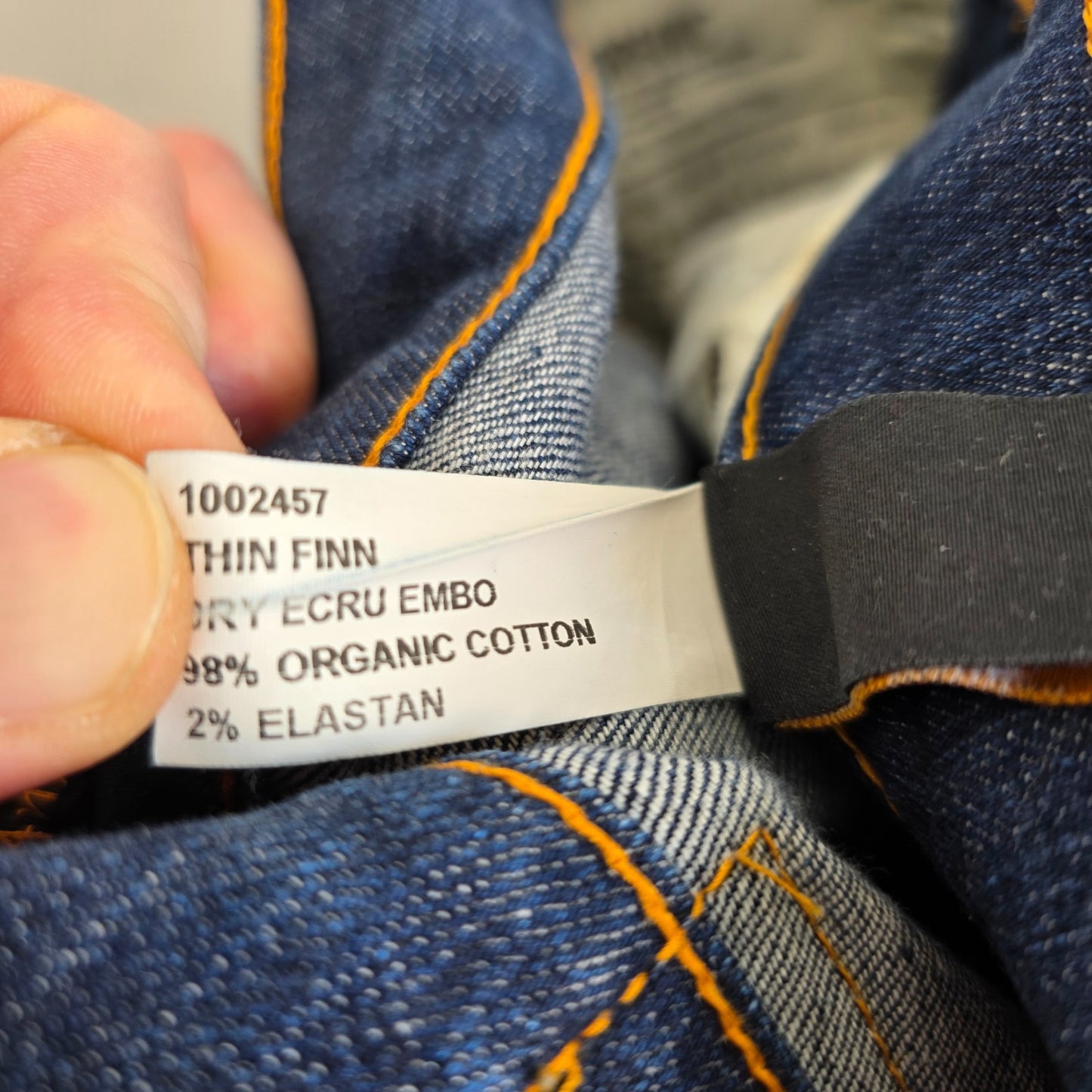 Nudie Jeans Thin Finn Mens W28 L30 Blue Slim Fit Stretch Organic Denim