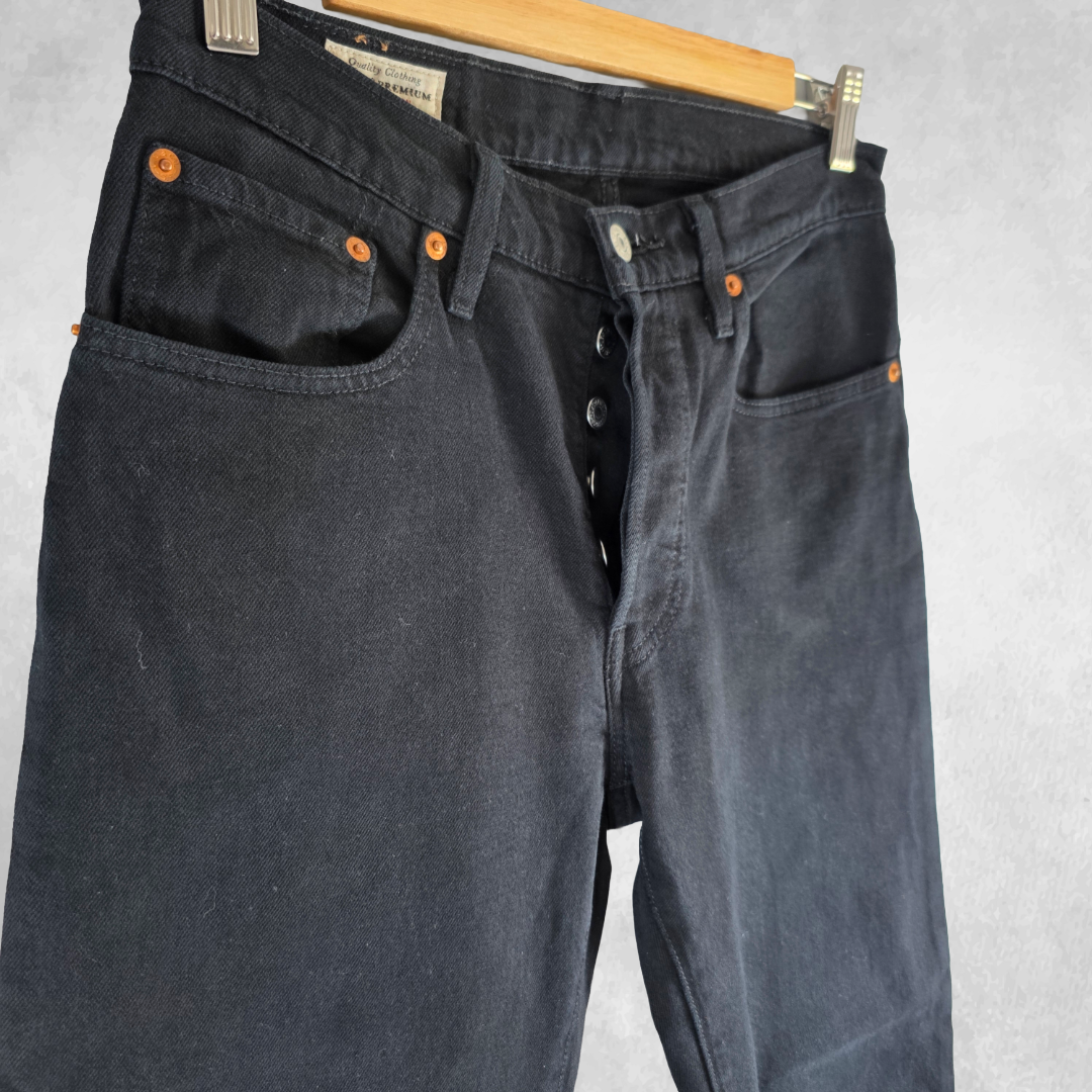 Levi’s 501 Jeans Women’s W28 L28 Black Straight Leg Mid High Rise Denim