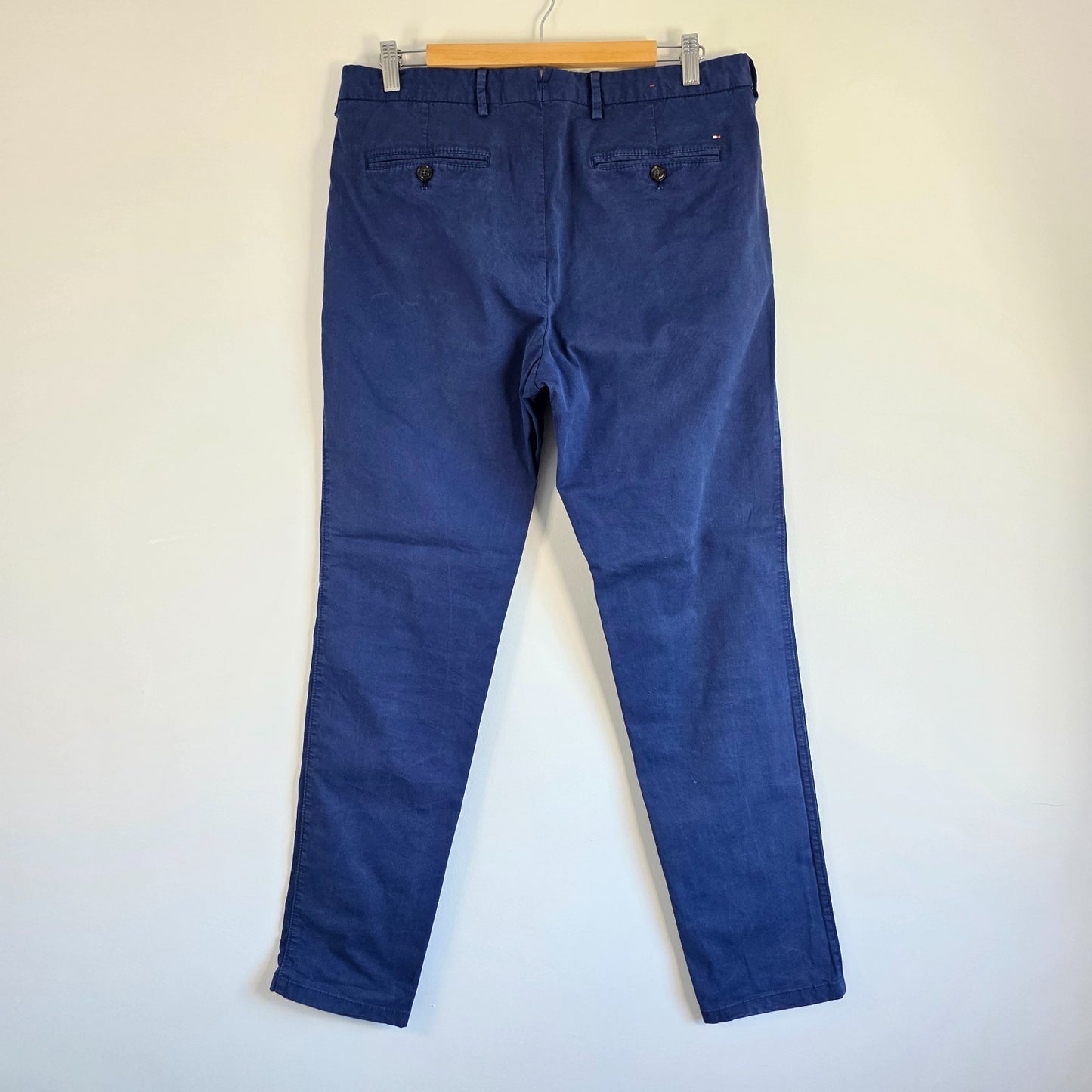 Tommy Hilfiger Chinos W34 L32 Blue Straight Fit Pima Cotton Men's Trousers