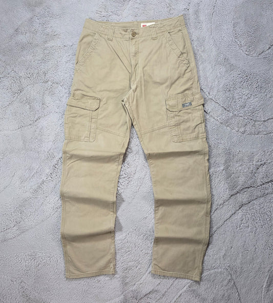 Wrangler Cargo Trousers Beige Men’s Relaxed Fit W32 L34 Utility Pockets Workwear