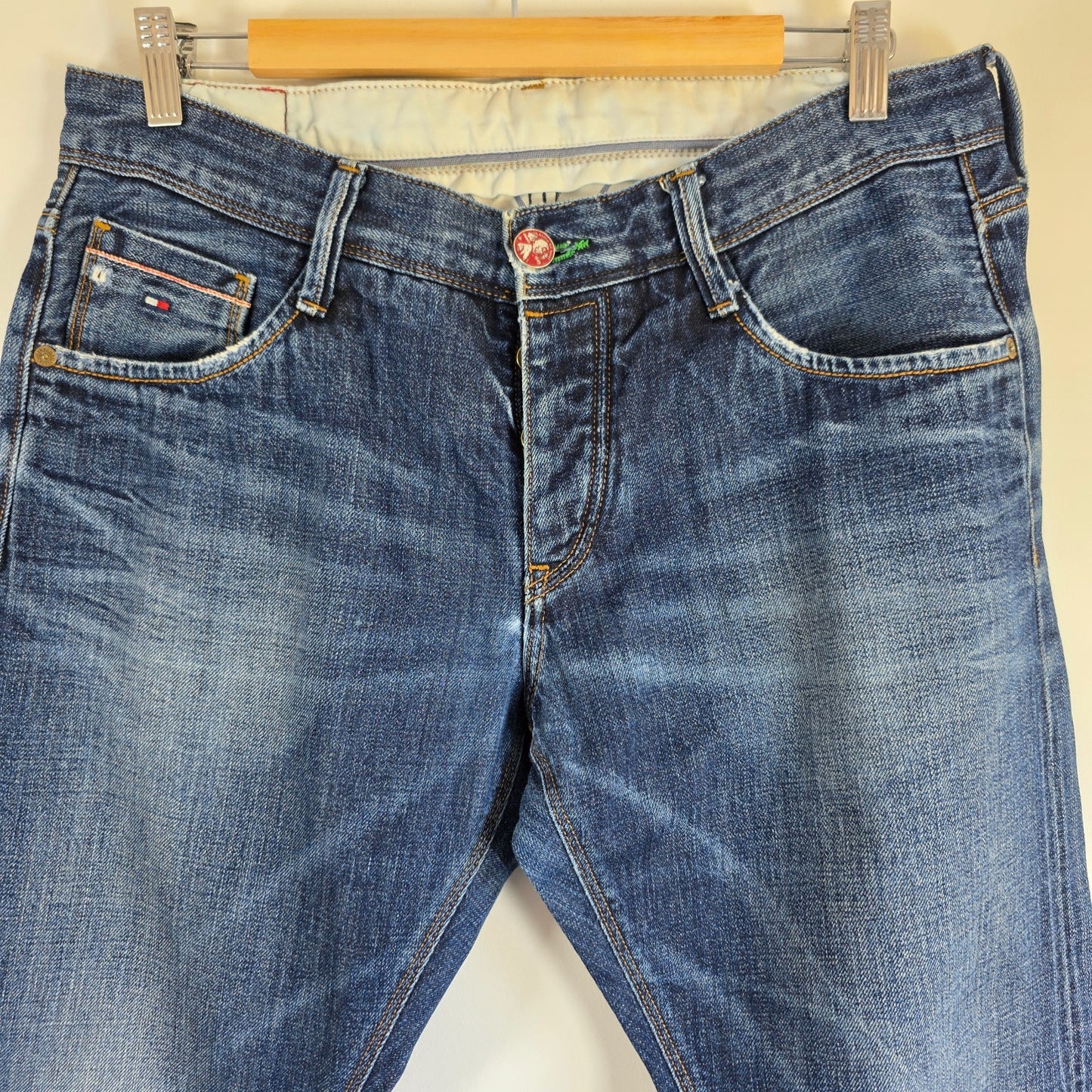 Tommy Hilfiger Hudson Slim Fit Jeans W34 L34 Blue Button Fly Men's Denim