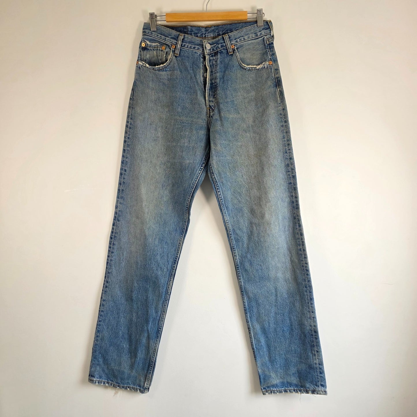 Levi’s 513 Jeans W31 L34 Blue Slim Straight Men’s Distressed Vintage Fade