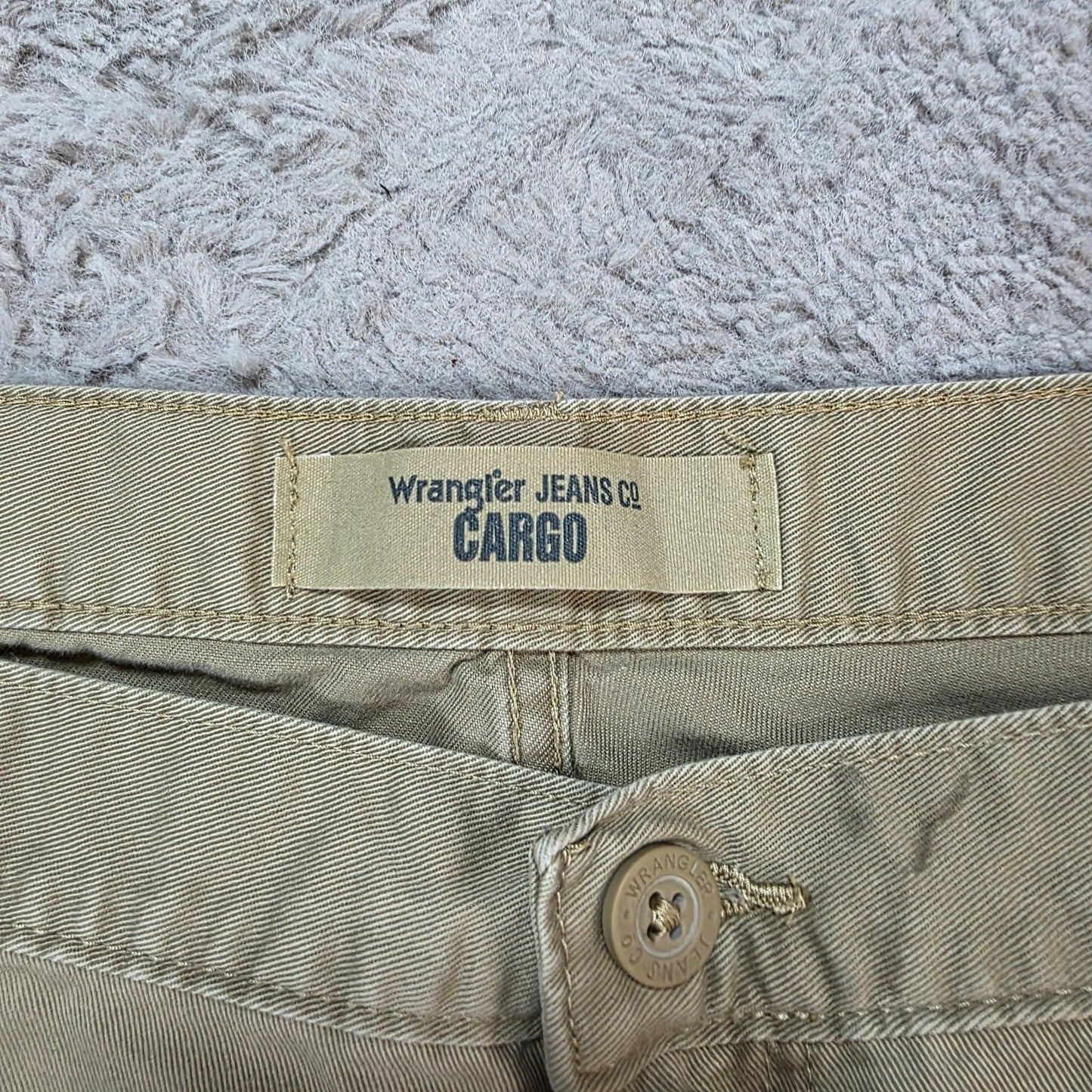 Wrangler Cargo Trousers Men’s Beige Straight Fit W40 L32 100% Cotton