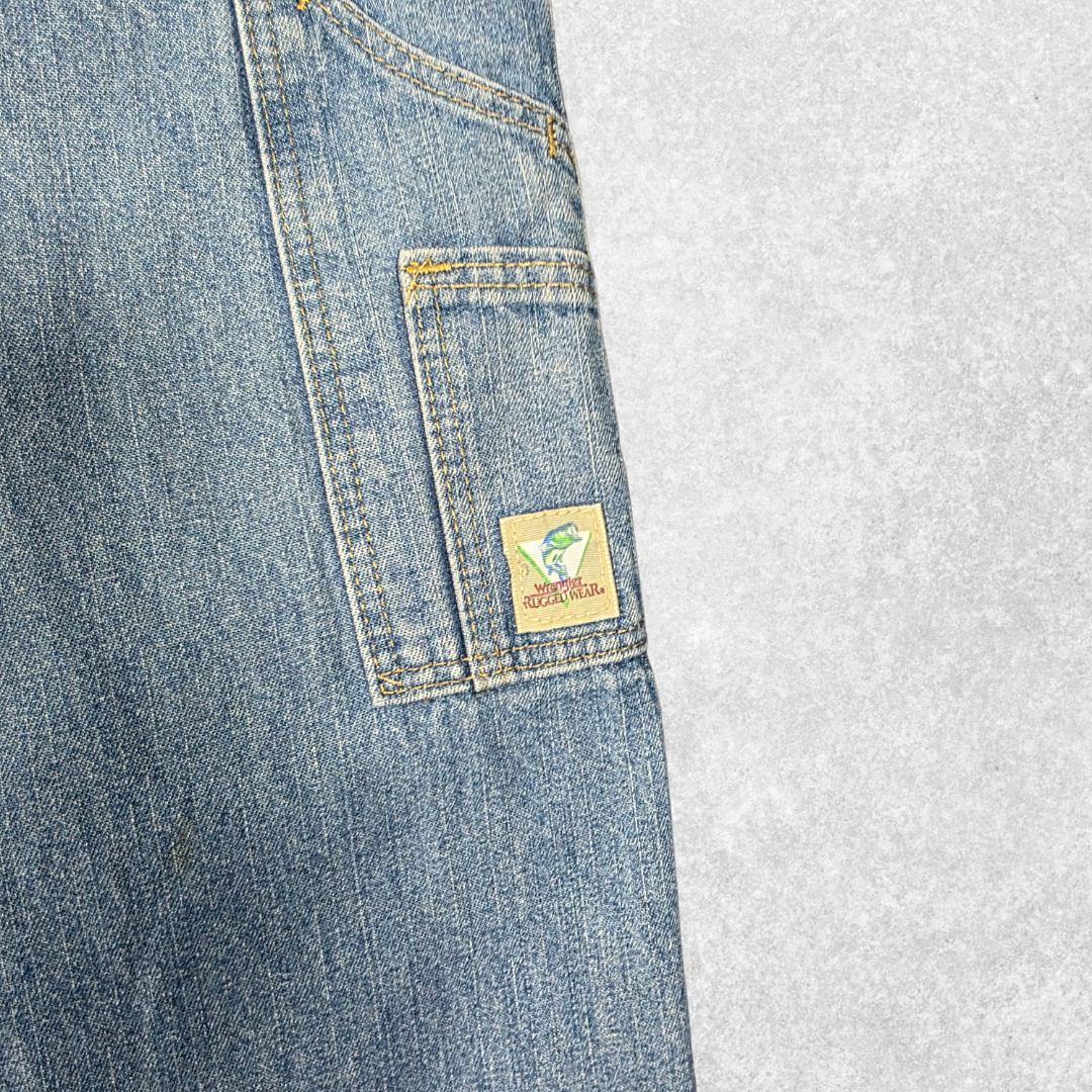 Wrangler Rugged Wear Carpenter Jeans W35 L34 (Tag 36x34) Relaxed Blue Vintage