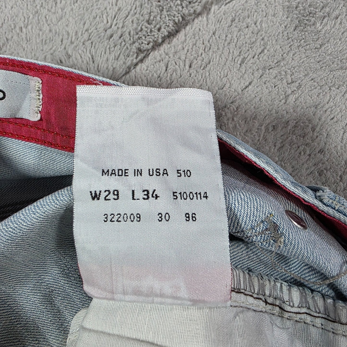 Levi’s 506 Vintage Mens Blue Jeans W29 L34 Fits W32 Made in USA Denim