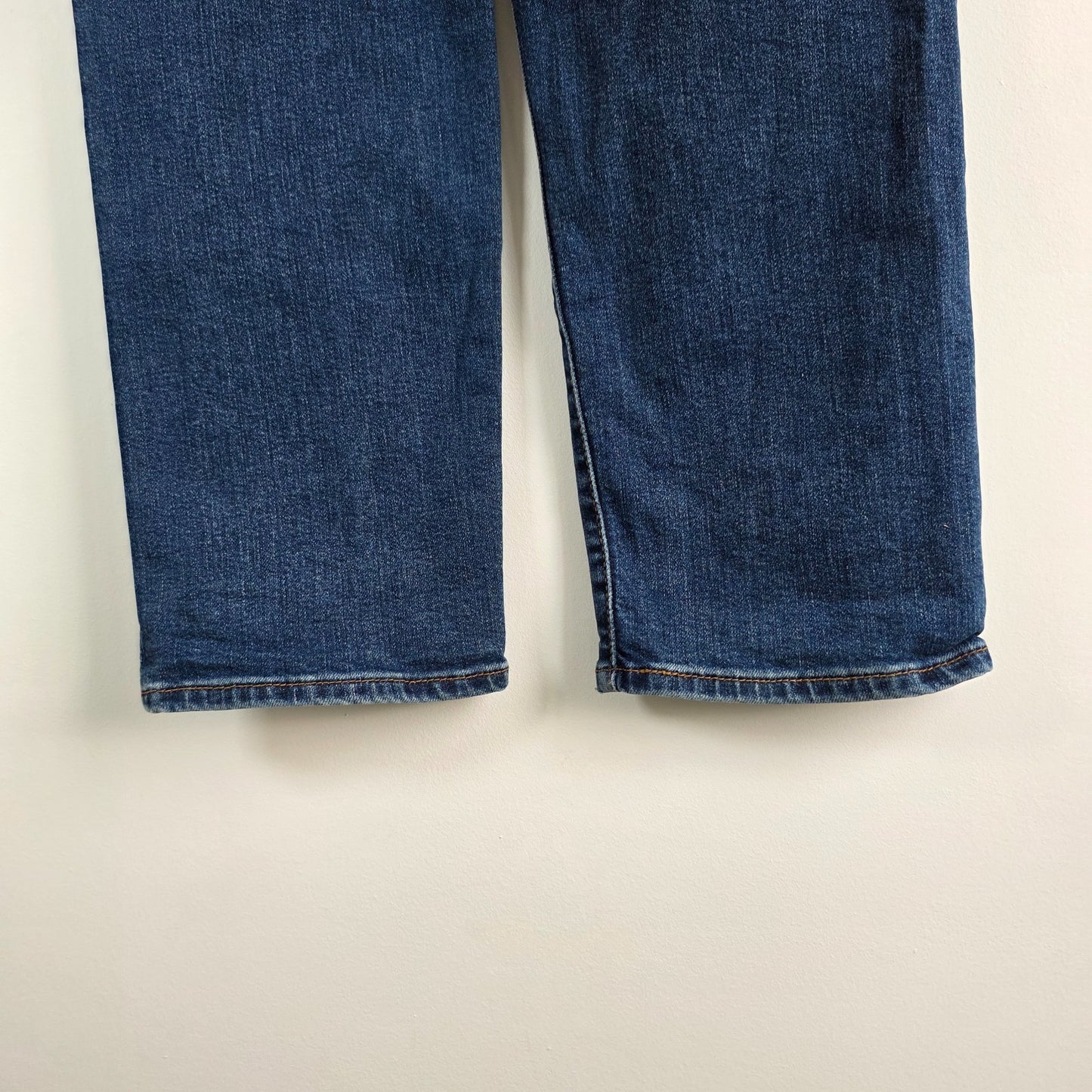 Levi's Ribcage Straight Jeans Women's W24 L30 Blue High Rise Stretch Denim Butto