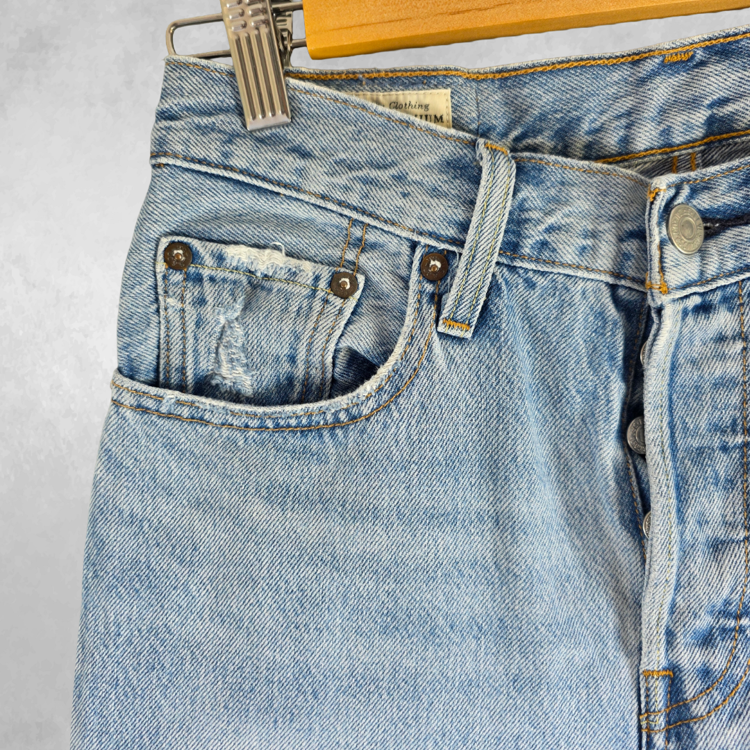Levis 501 Womens Jeans W26 L26 Blue Straight Leg Denim Button Fly High Rise