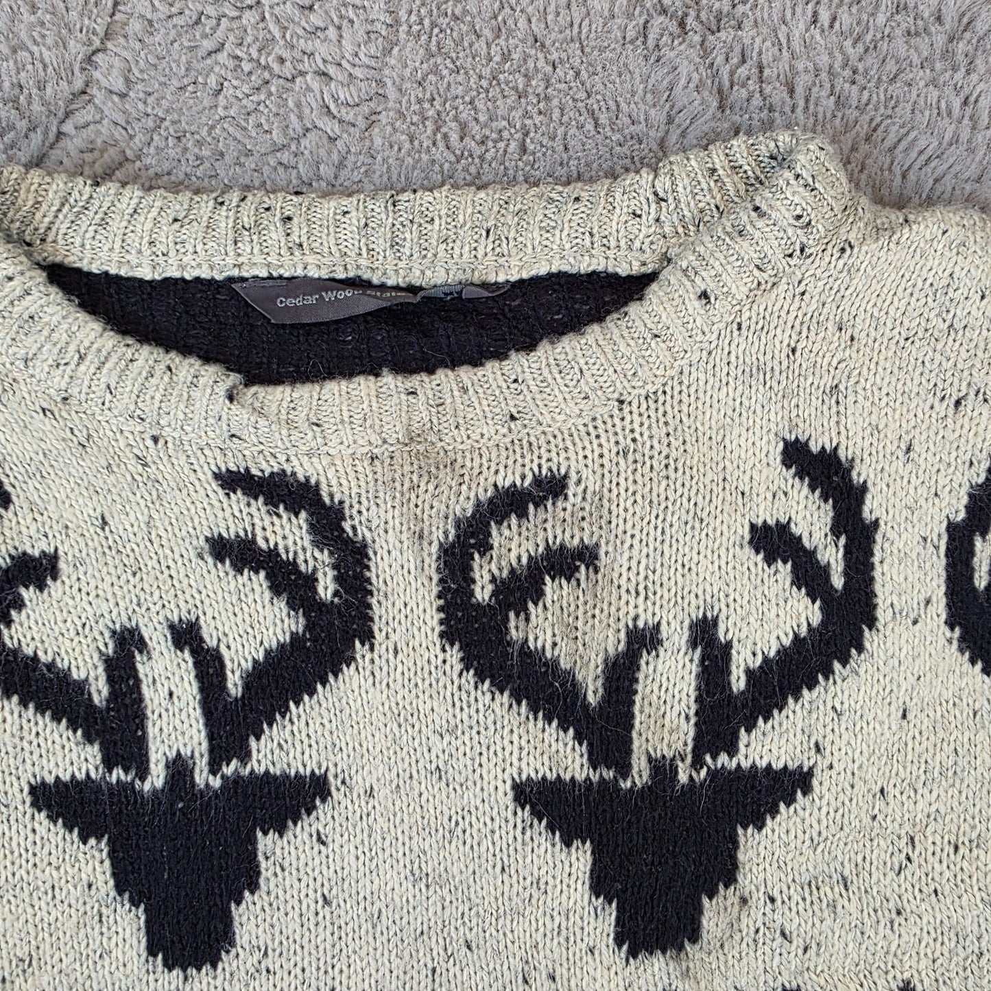 Cedar Wood State Vintage Patterned Knit Jumper Men’s XS Retro Sweater