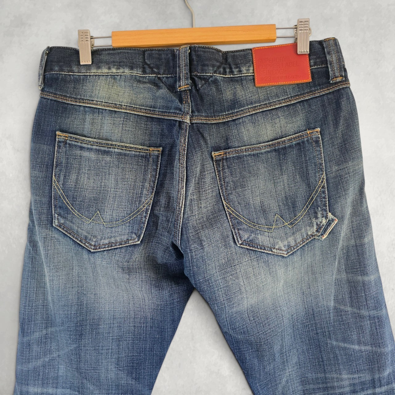 Superdry Copper Label Selvedge Jeans W34 L32 Blue Slim Taper Italian Tailored