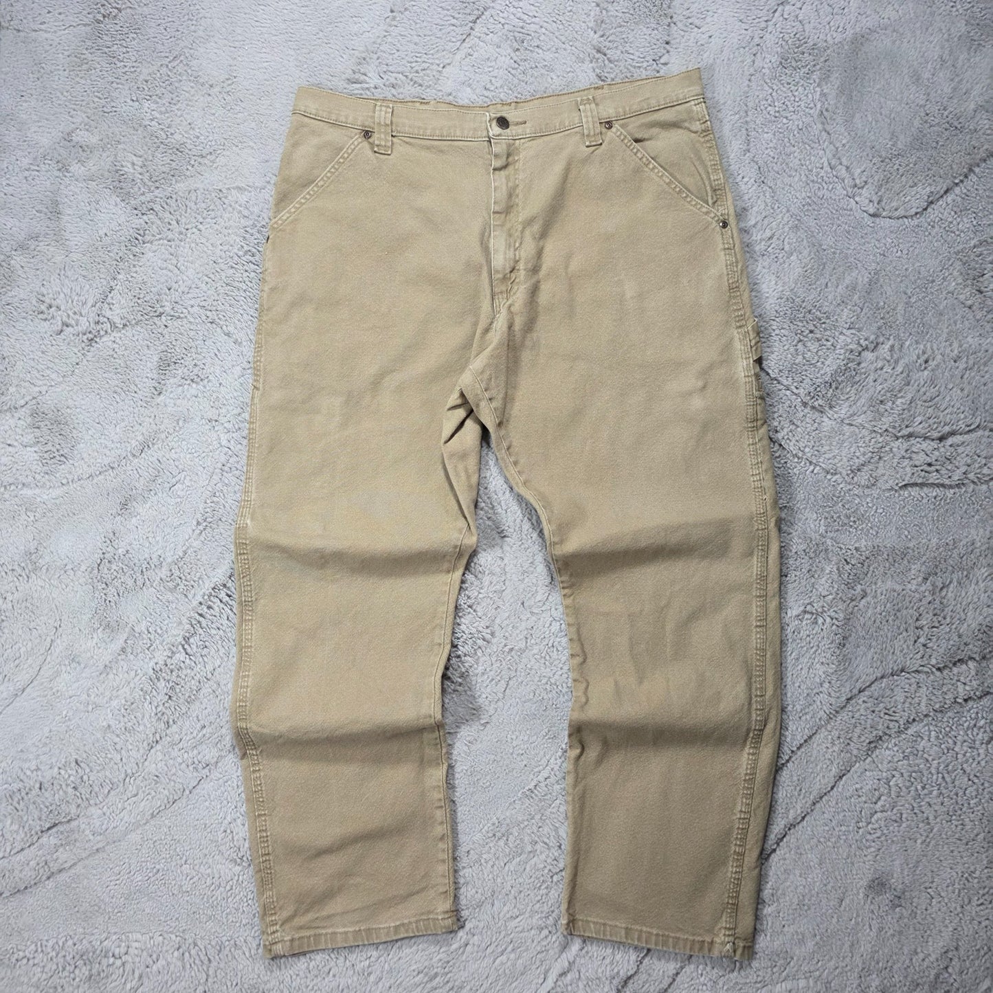 Wrangler Carpenter Jeans Beige Workwear Hammer Loop Utility Pocket W38 L30