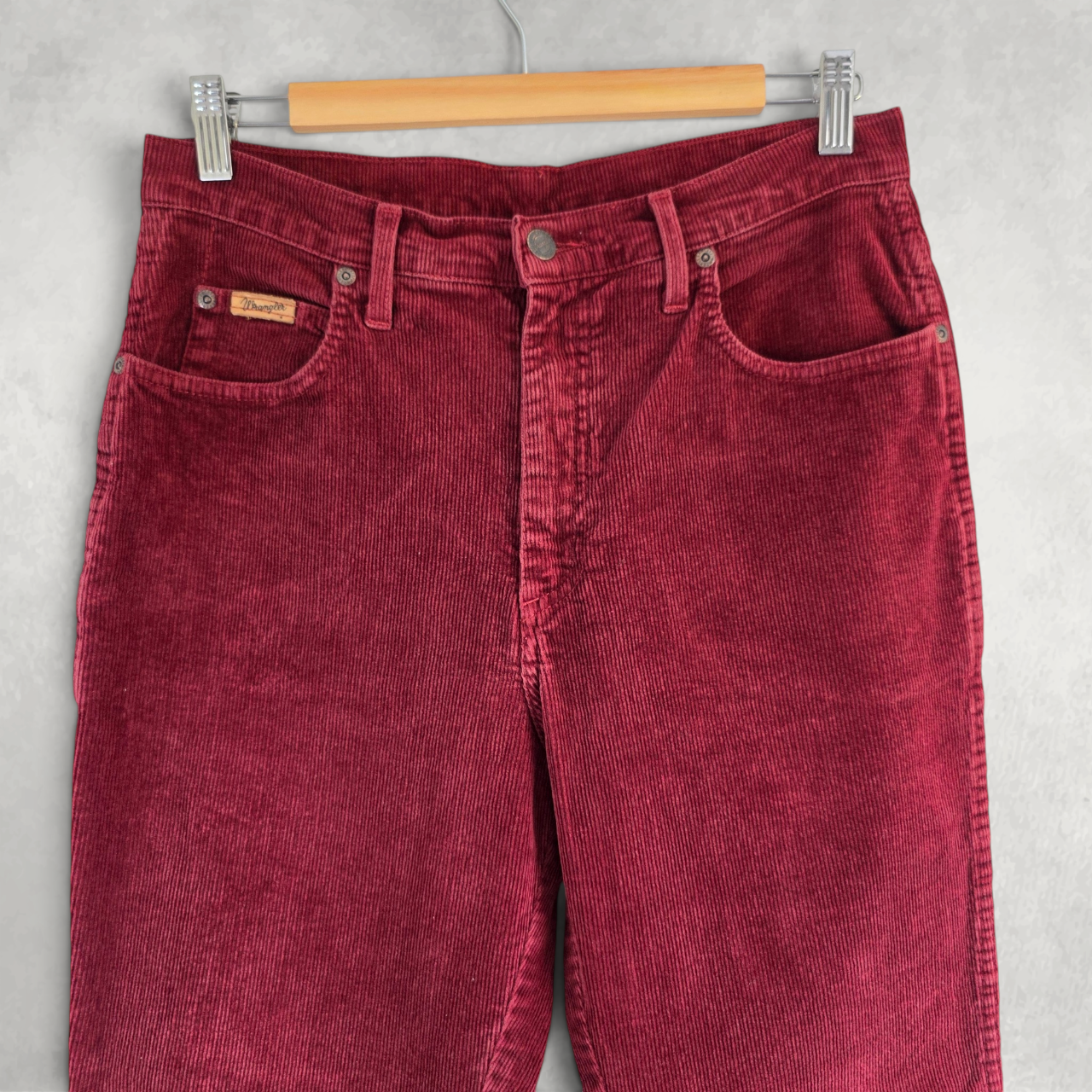 Wrangler Womens High Rise Corduroy Trousers Red Burgundy Straight Leg W30 L29