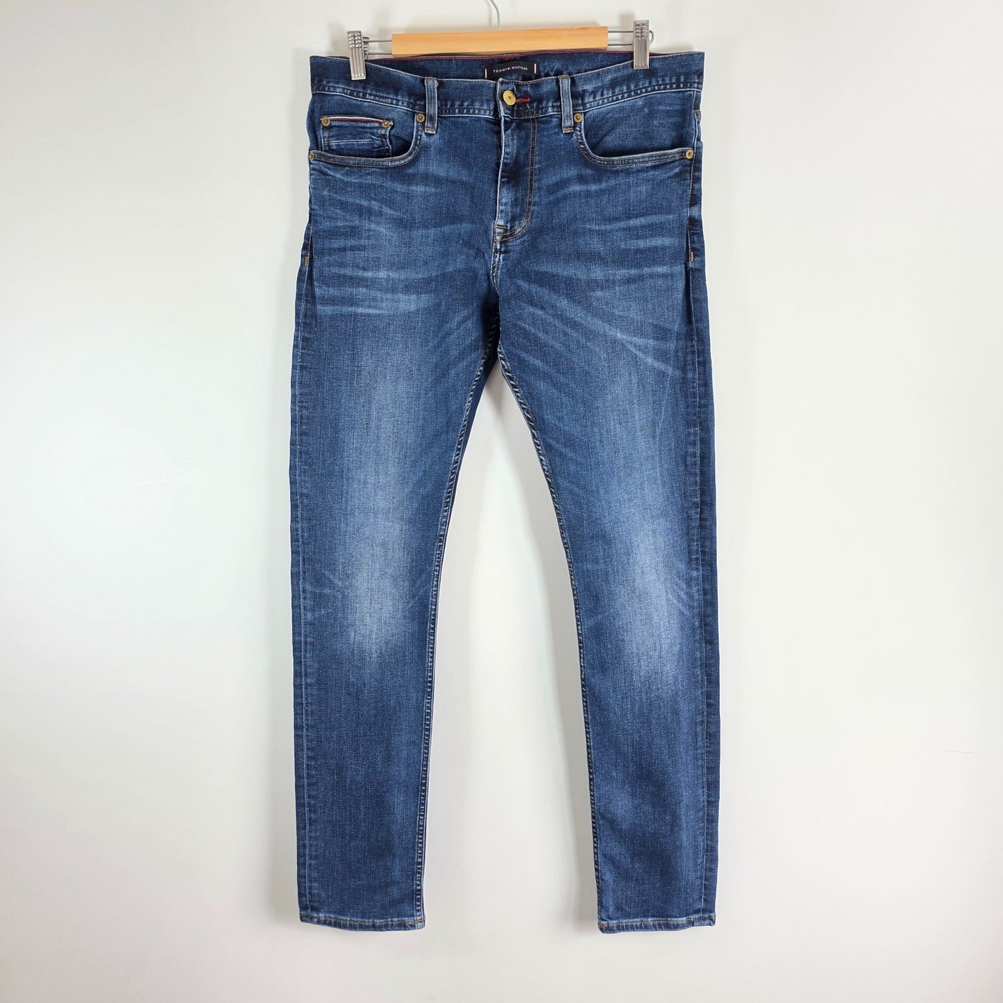Tommy Hilfiger Leyton Jeans W34 L32 Blue Extra Slim Stretch Men's Denim TH Flex