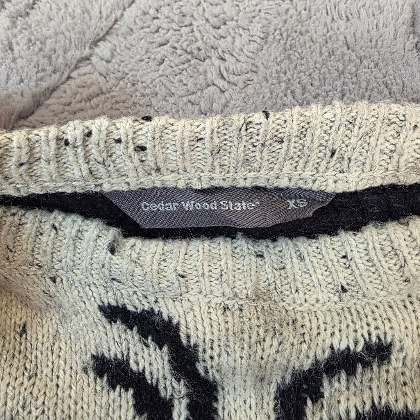 Cedar Wood State Vintage Patterned Knit Jumper Men’s XS Retro Sweater