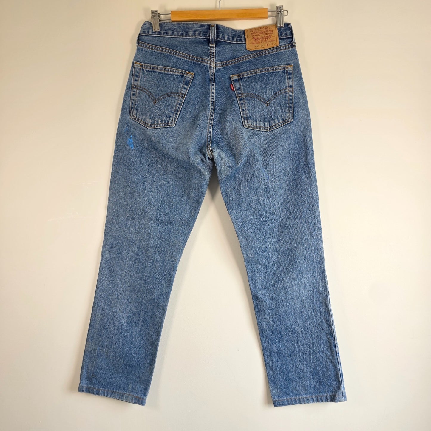 Levi’s 595 Jeans W30 L28 (Tagged W32 L34) Blue Straight Men’s Paint Marks
