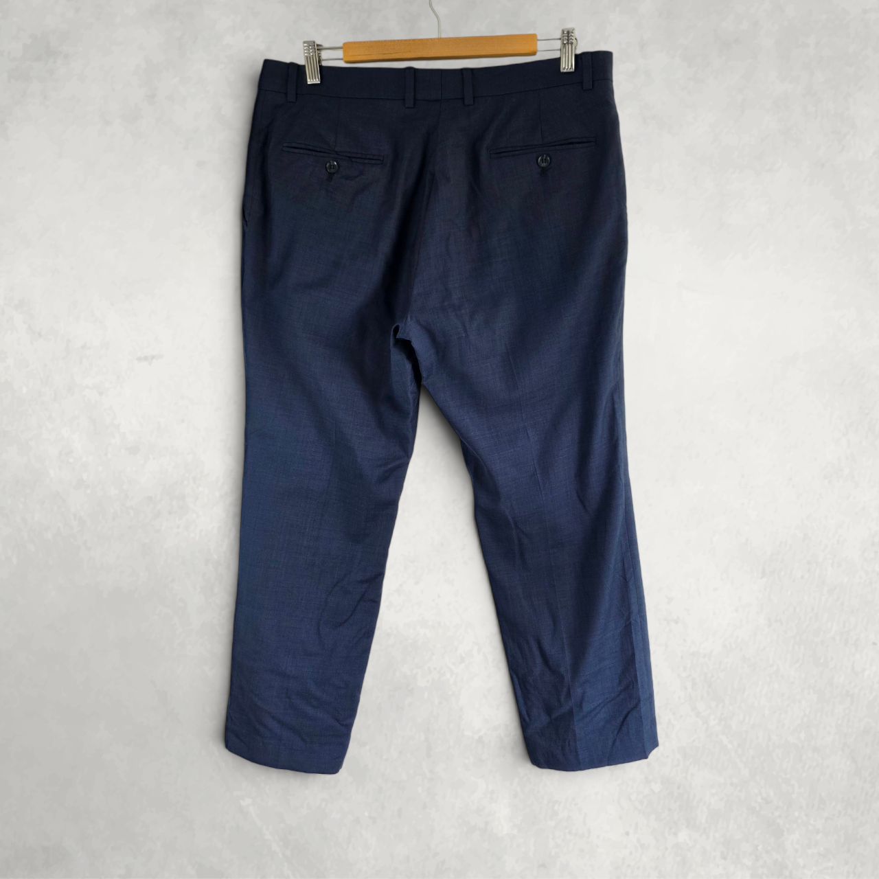 Tommy Hilfiger Men’s Wool Blend Dress Trousers Blue Smart Formal W34 L27.5