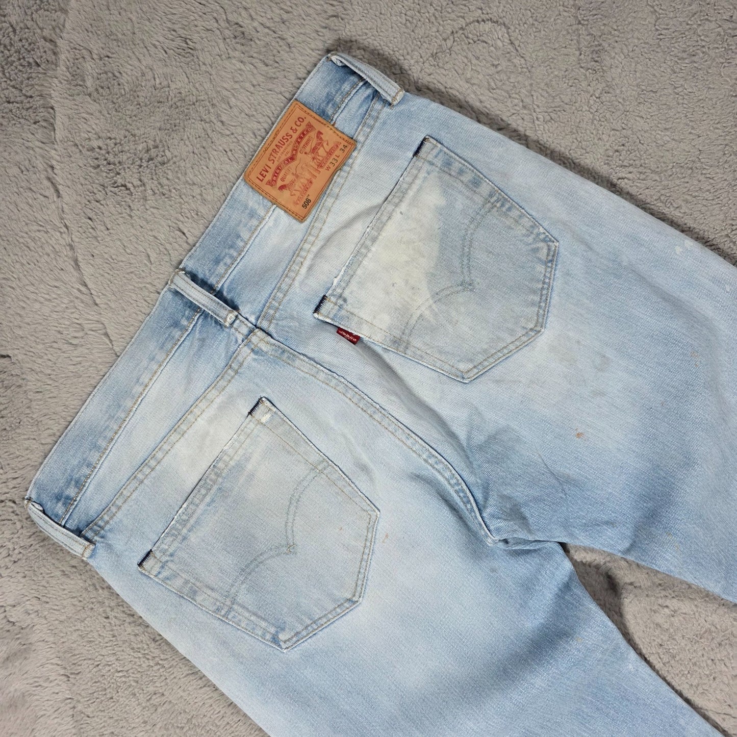 Levi’s 508 Mens Blue Jeans W33 L34 Relaxed Tapered Distressed Denim