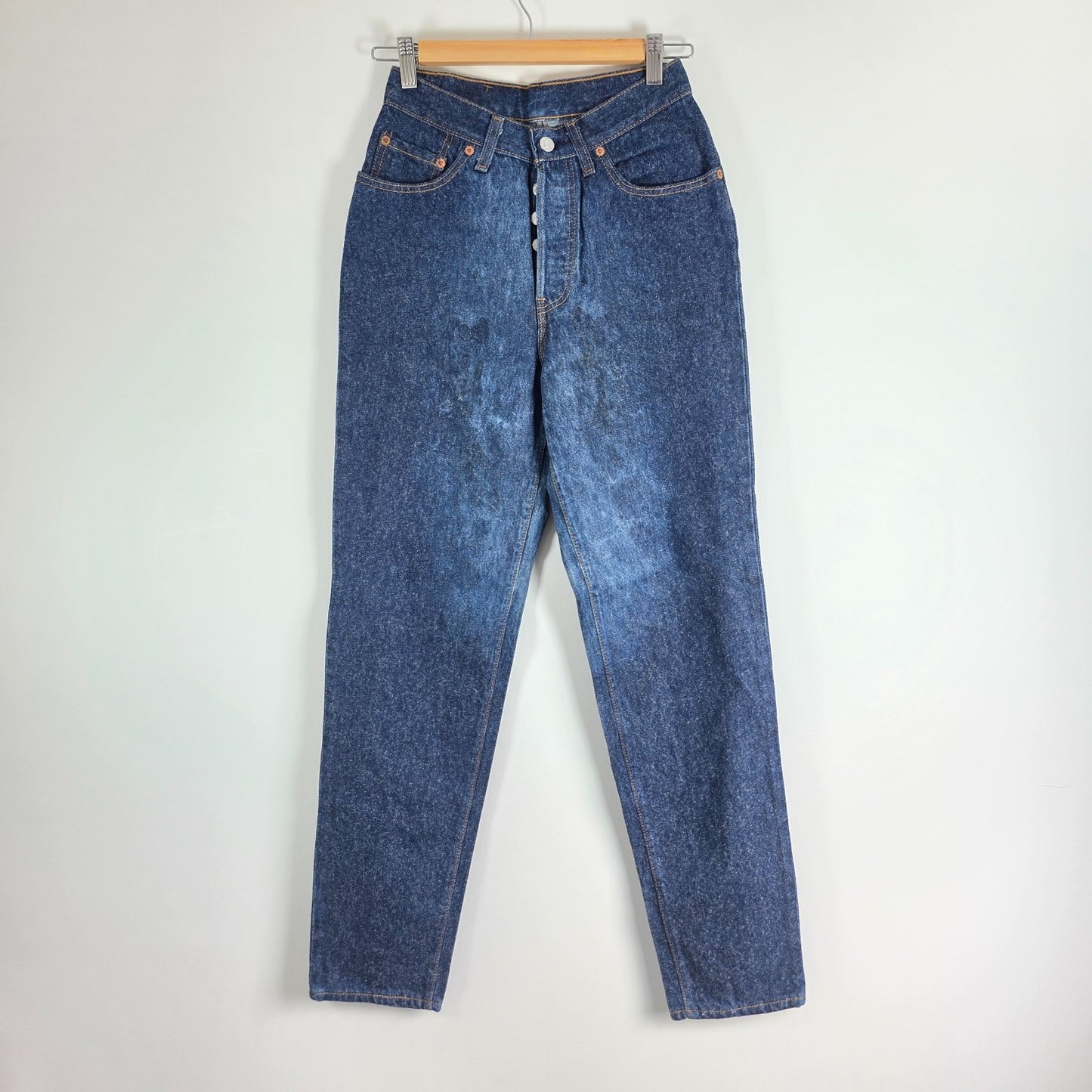 Levi’s 501 Jeans Women’s W24 L31 Blue USA Made Straight Leg Vintage Distressed