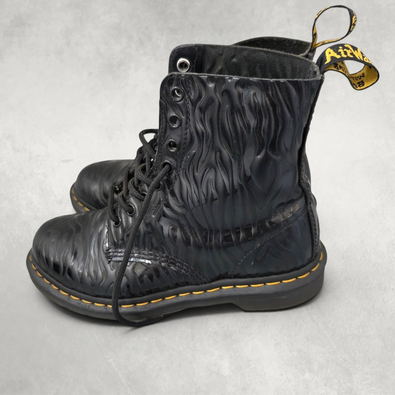 Dr Martens 1460 Pascal Zebra Emboss Boots UK 5 EU 38 Black Leather Chunky Grunge