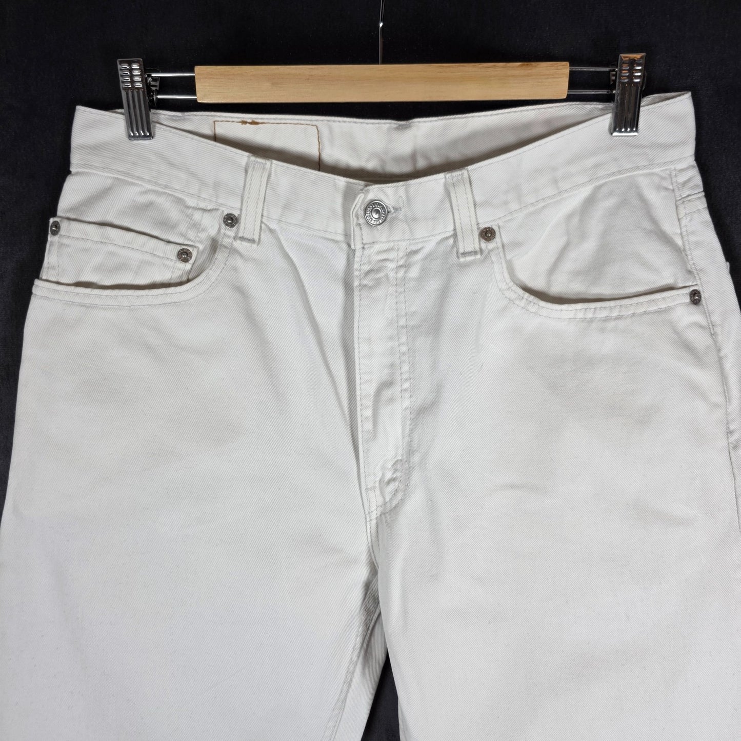 Levi’s 505 Vintage USA White Jeans Men’s W32 L29 Straight Leg Raw Hem