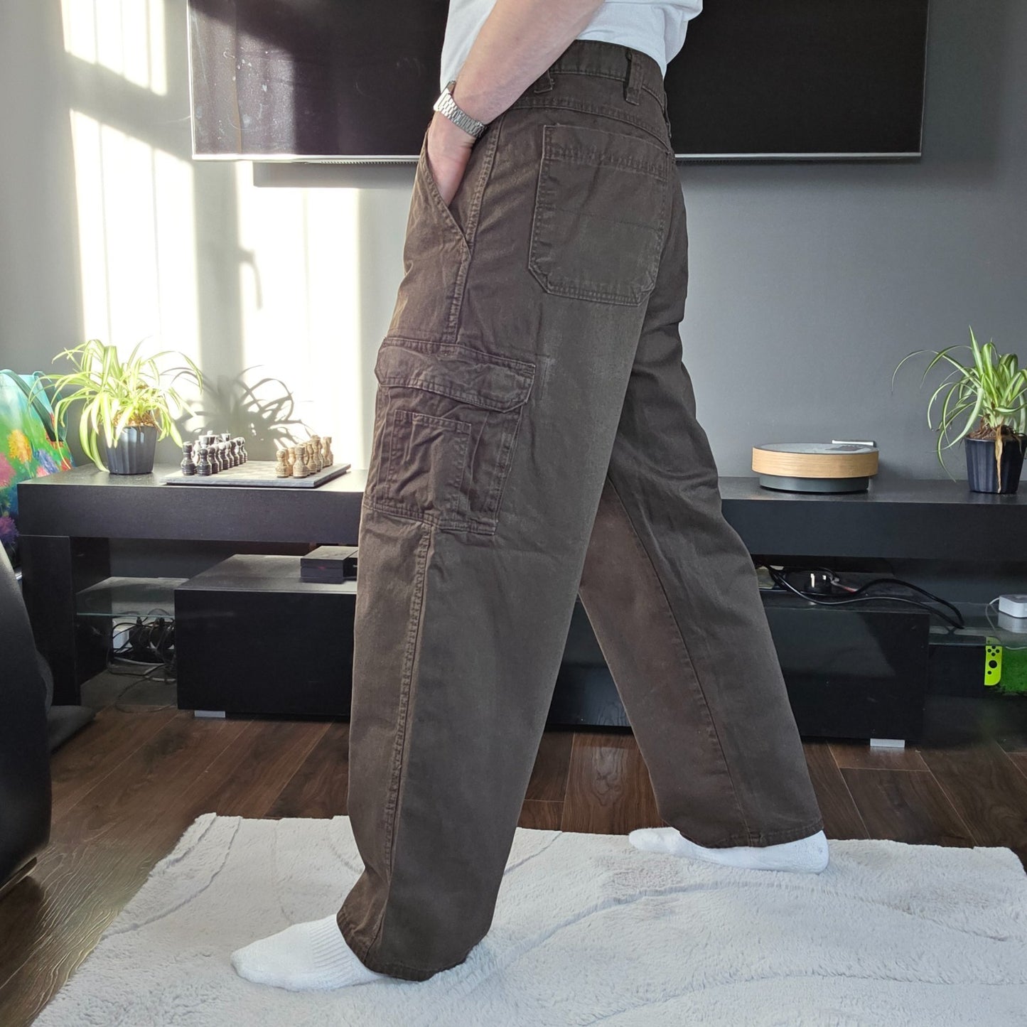 Wrangler Cargo Trousers Brown Relaxed Fit Men’s W38 L30 100% Cotton