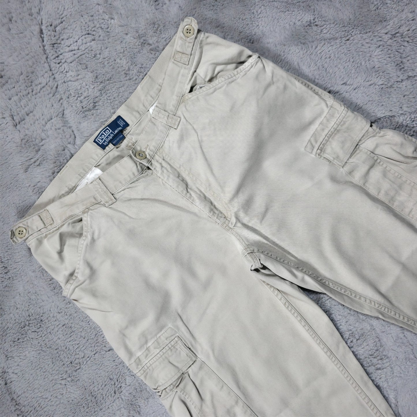 Polo Ralph Lauren Cargo Trousers Beige W36 L32 Men’s Cotton Utility Workwear