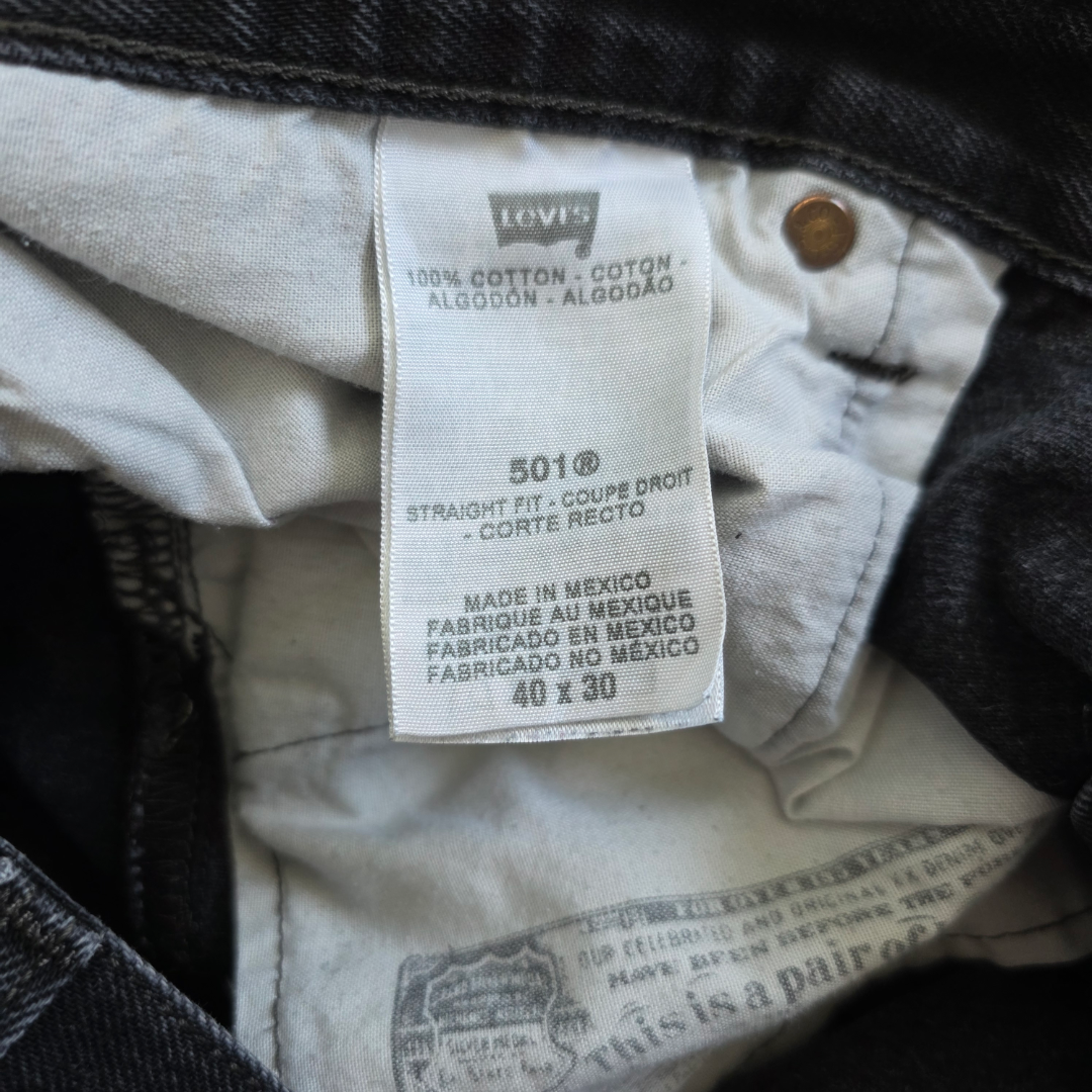Levi’s 501 Jeans Men’s W38 L29 Black Straight Leg Denim Button Fly
