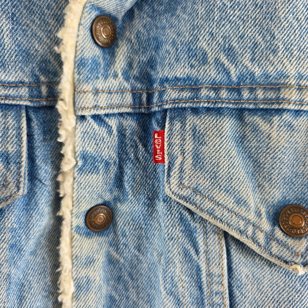 Levi's Sherpa Denim Jacket Men's S Blue Vintage Trucker Fleece Lined