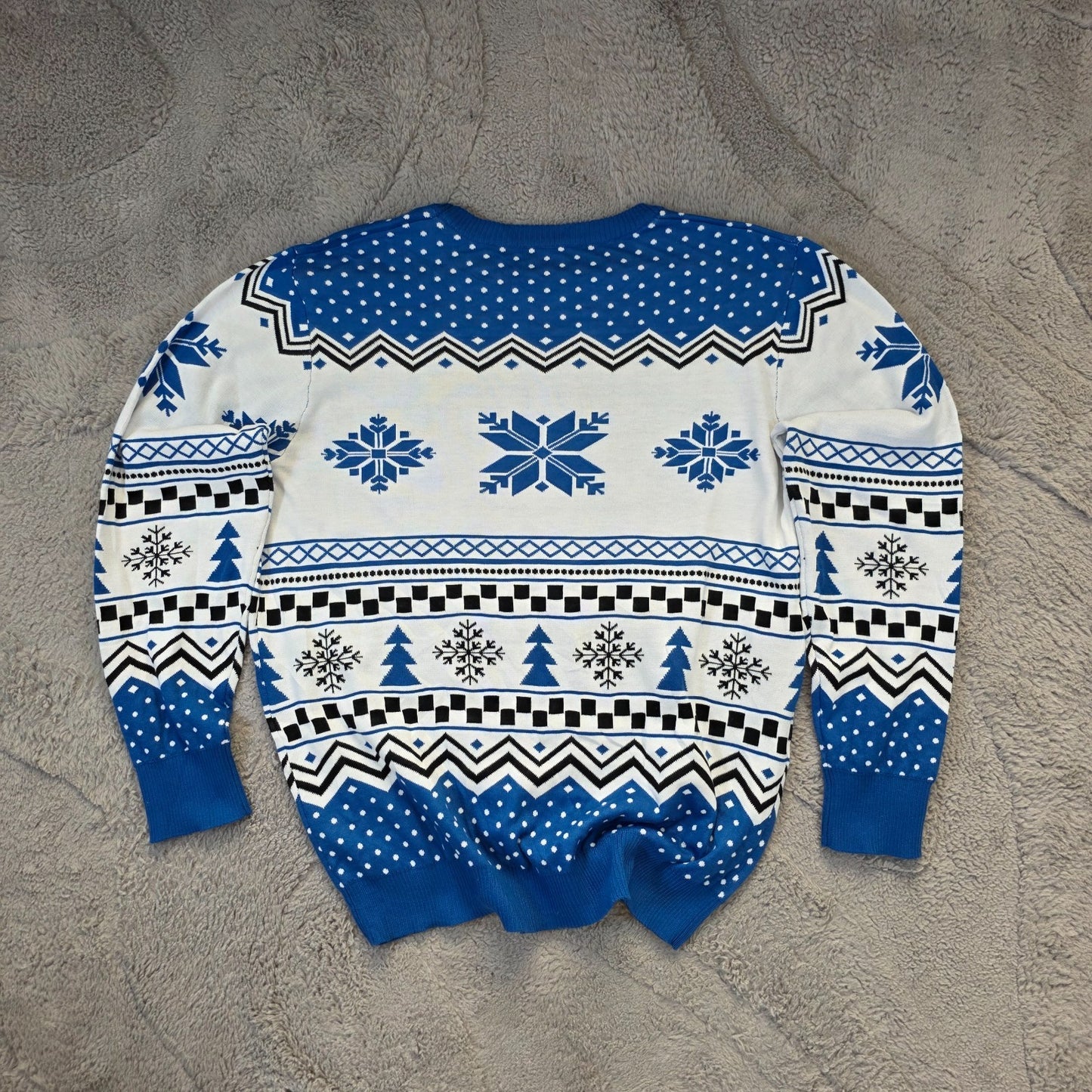 Men’s Ugly Christmas Sweater XL Blue White Festive Winter Jumper