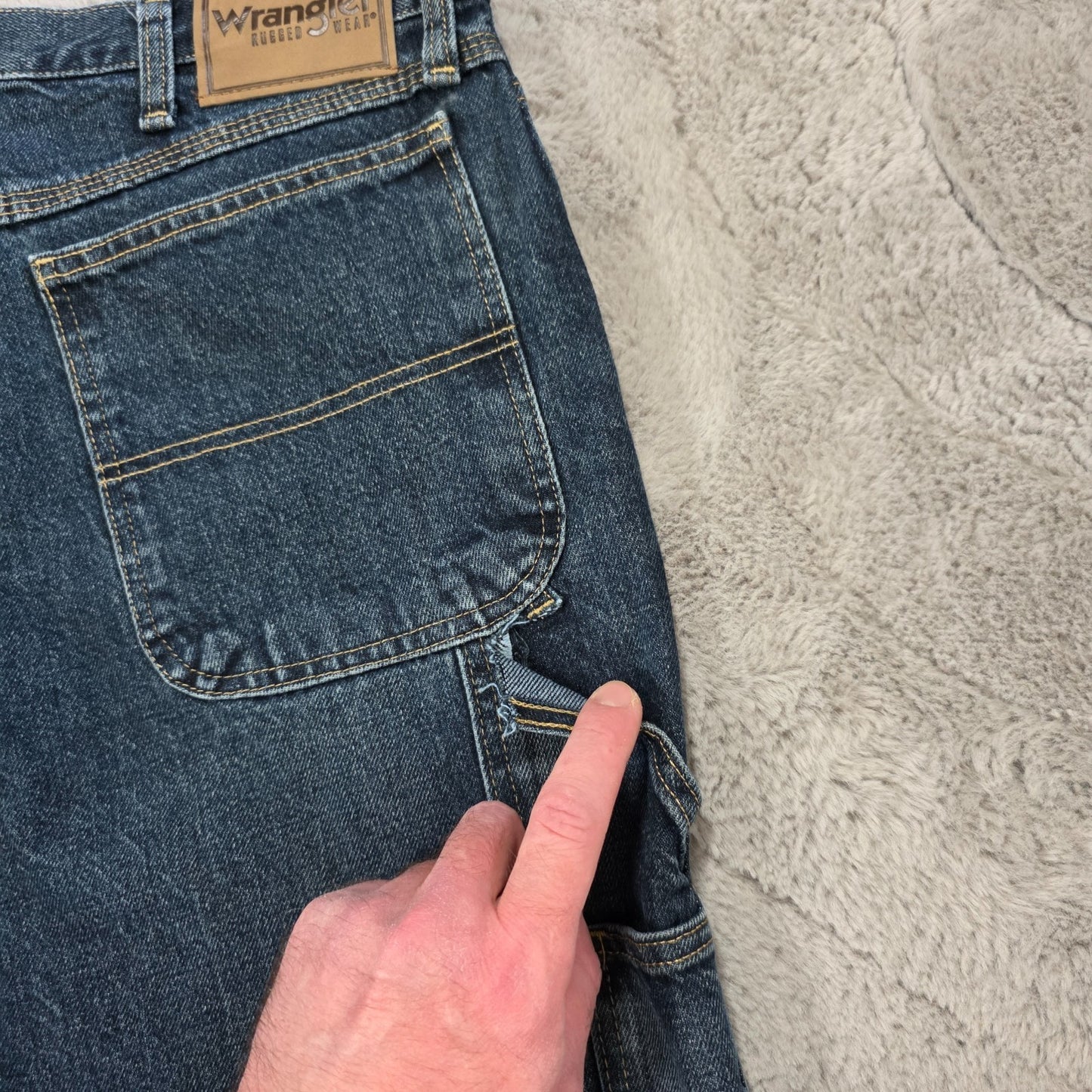 Wrangler Rugged Wear Carpenter Jeans Blue W34 L32 Straight Leg 100% Cotton
