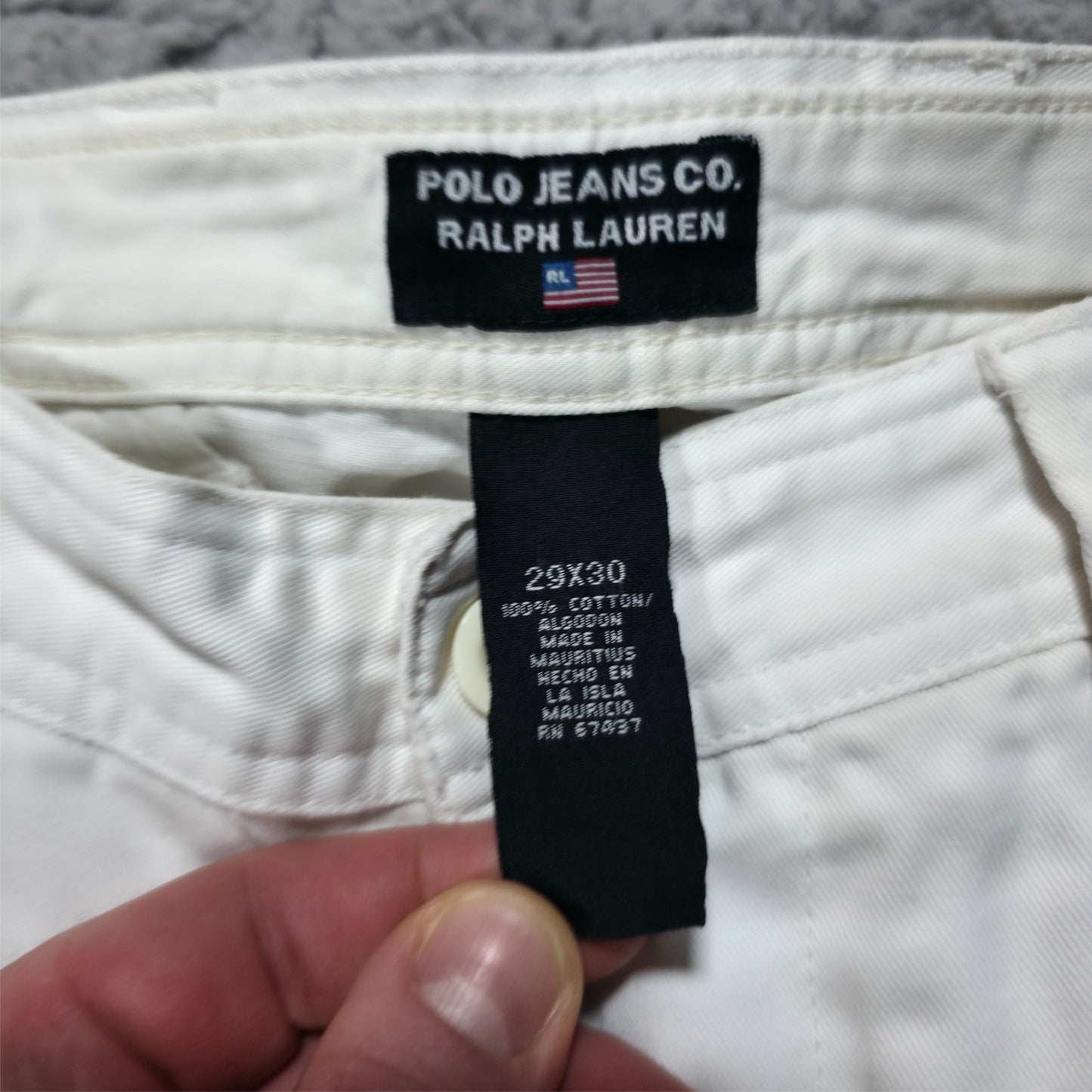 Polo Jeans Co. Ralph Lauren White Cargo Trousers W29 L26.5 Men’s – Y2K Style