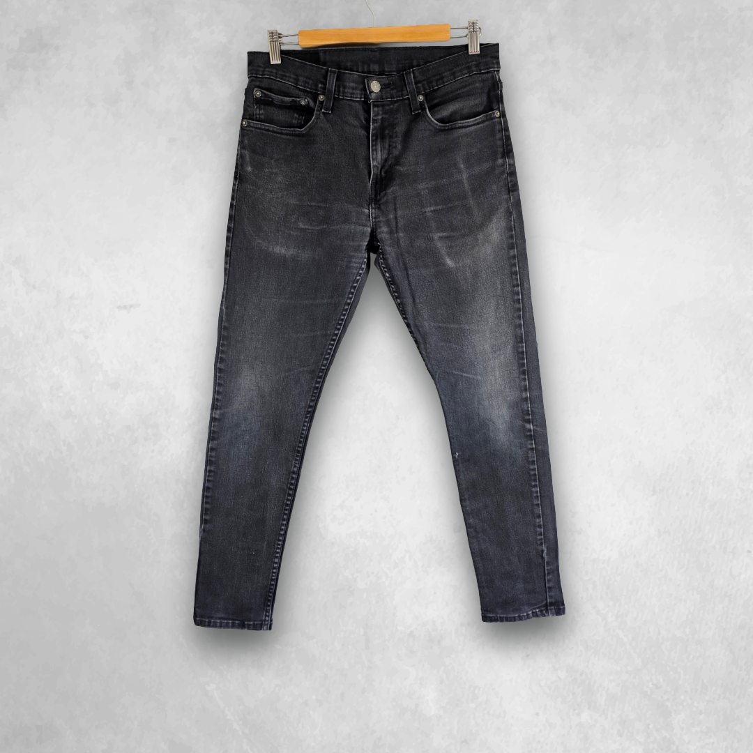 Levi’s 512 Slim Taper Jeans W31 L30 Black Stretch Denim Modern Minimal Men’s