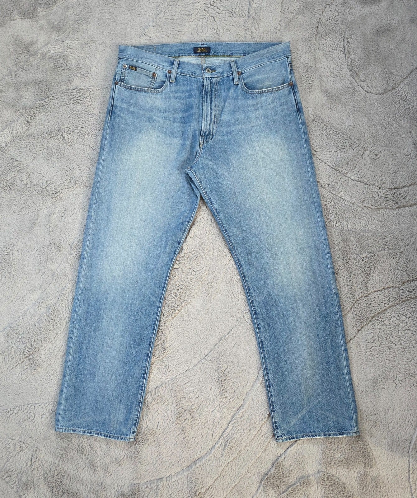 Polo Ralph Lauren Thompson Relaxed Jeans W36 L32 Light Wash Blue Denim