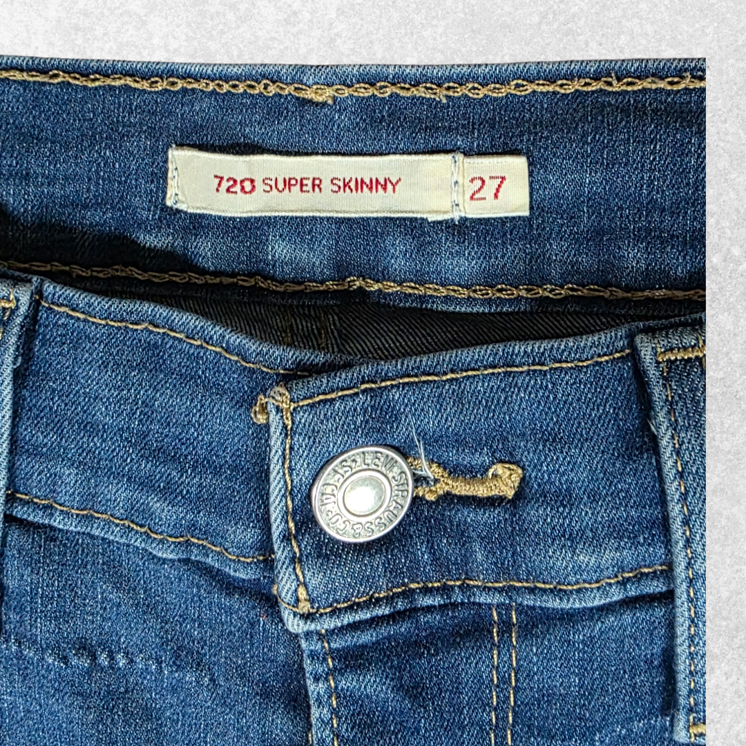 Levis 720 Super Skinny Jeans Womens W27 L30 Blue High Rise Stretch Denim