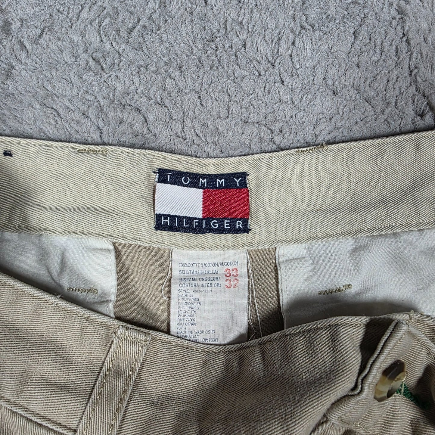 Vintage Tommy Hilfiger Pleated Chinos Beige Straight Fit Men’s W33 L25