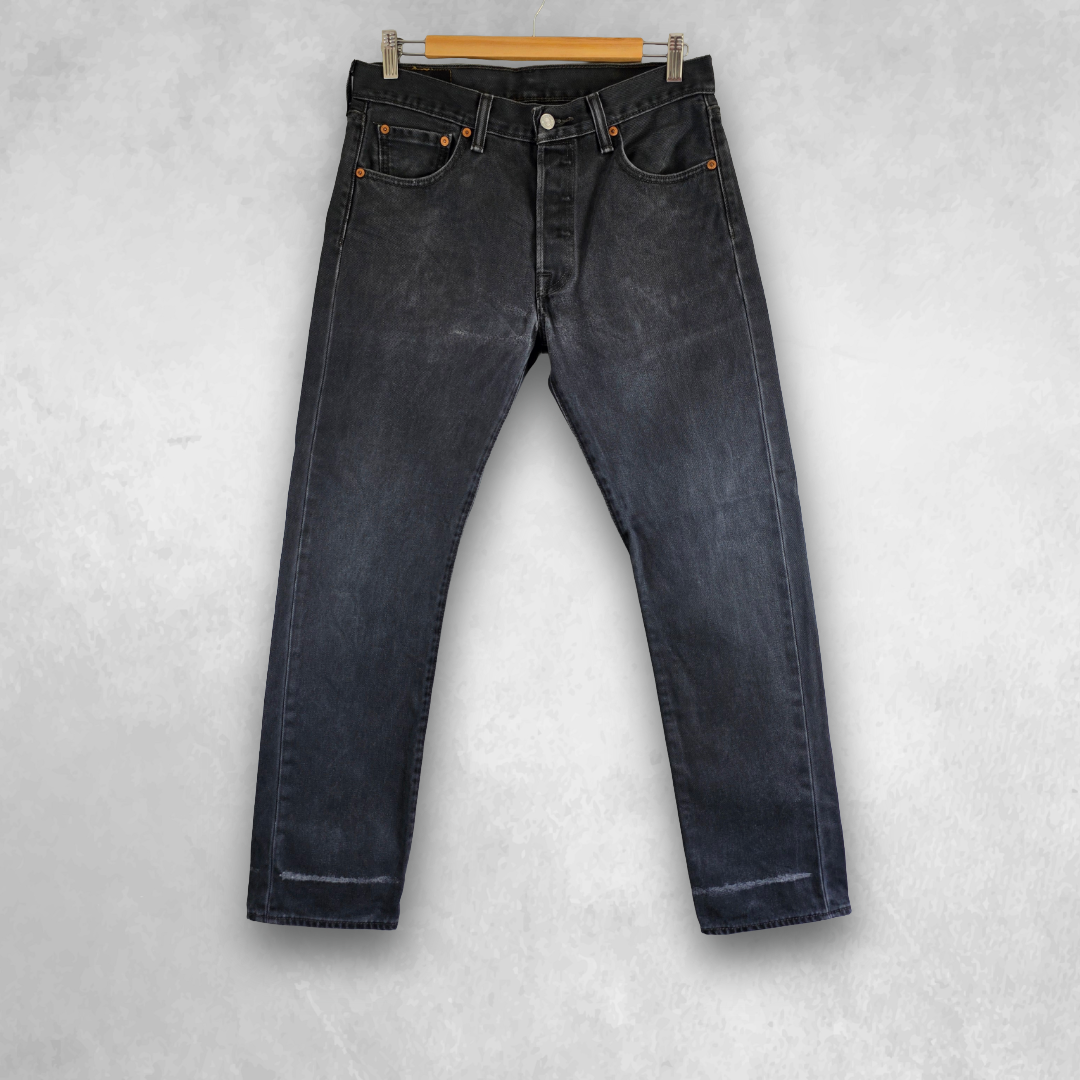 Levi’s 501 Jeans W30 L30 Black Vintage Y2K Straight Fit Button Fly Faded