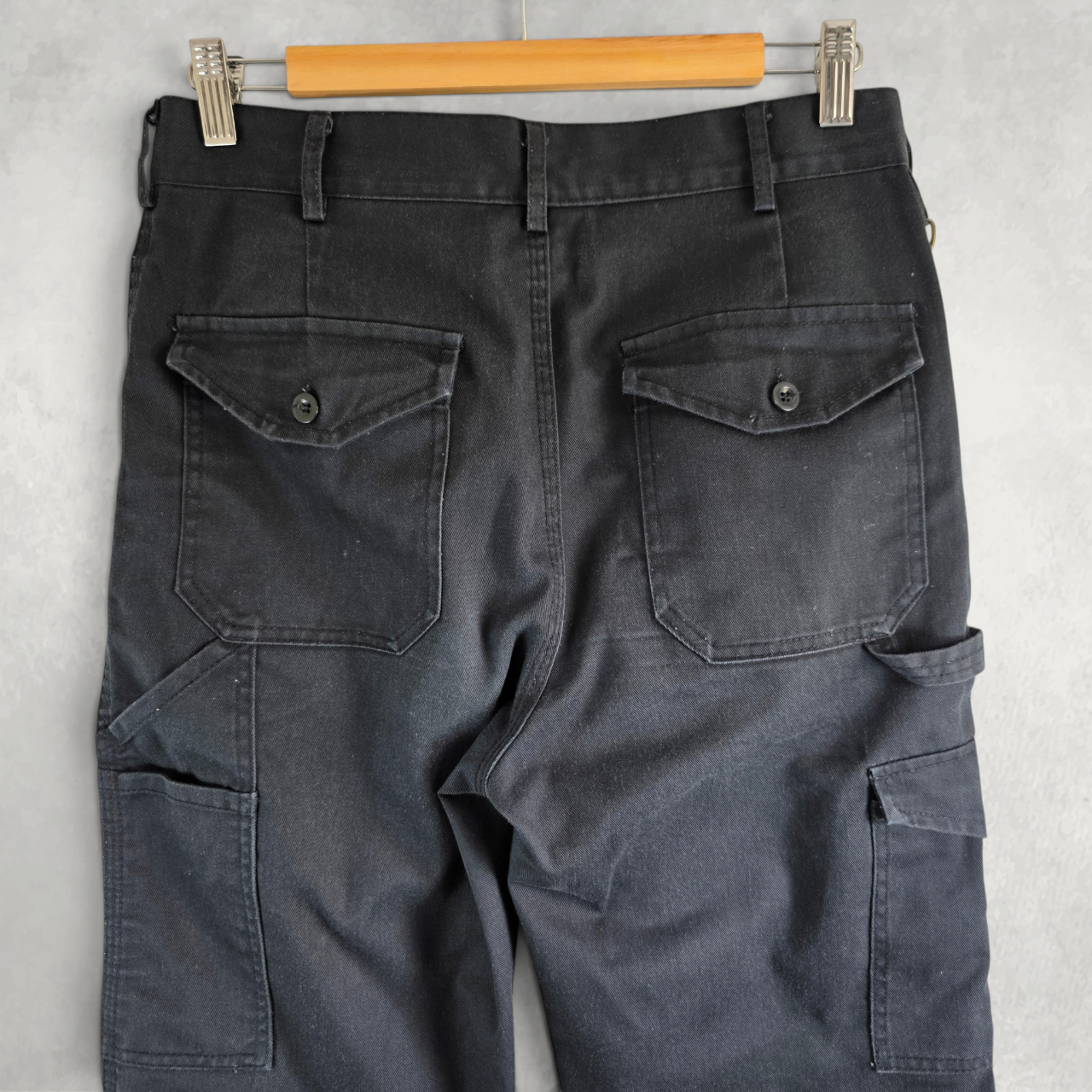 Dickies Cargo Work Pants W30 L33 Black Carpenter Trousers Double Knee Workwear