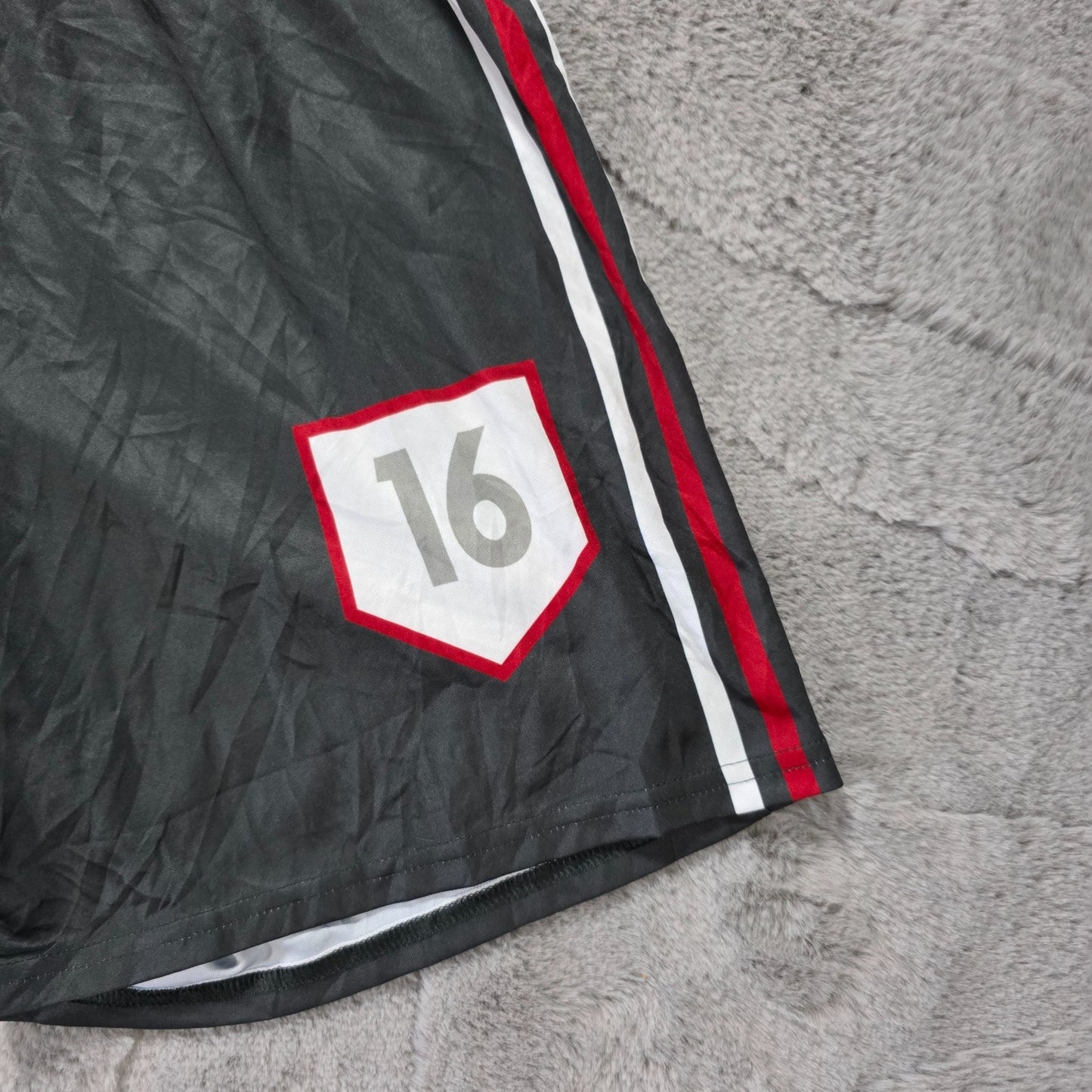 Adidas Player Issue Style Shorts W28 Grey Red White Trim Drawstring Size L 16 CG
