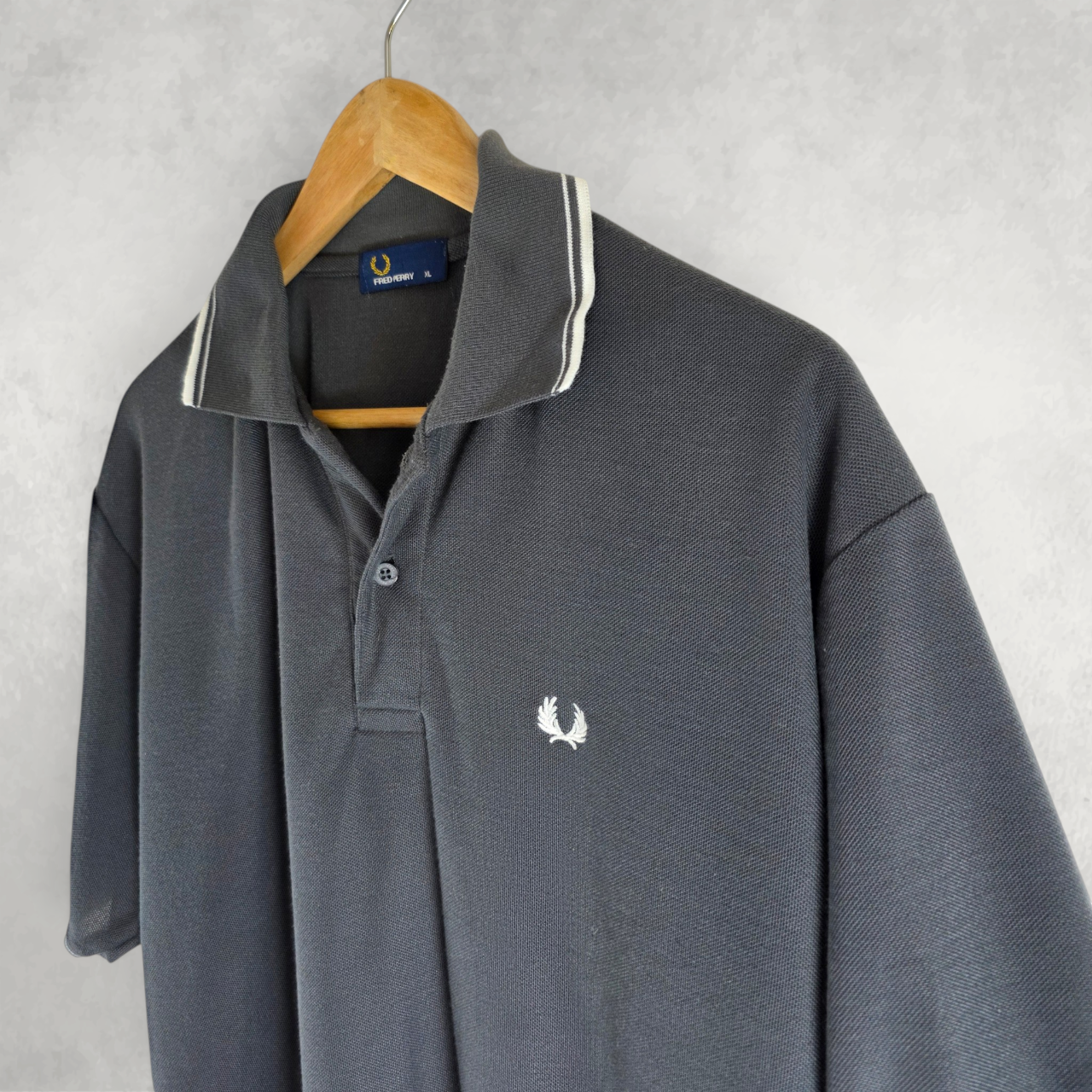 Fred Perry Twin Tipped Polo Shirt XL Grey Cotton Short Sleeve Mod Casual