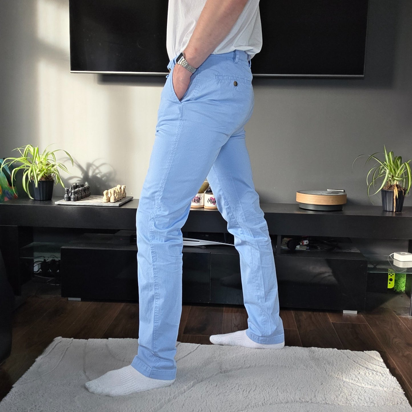 GANT Slim Fit Chinos Light Blue Men’s W34 L34 Tailored Tapered Portugal