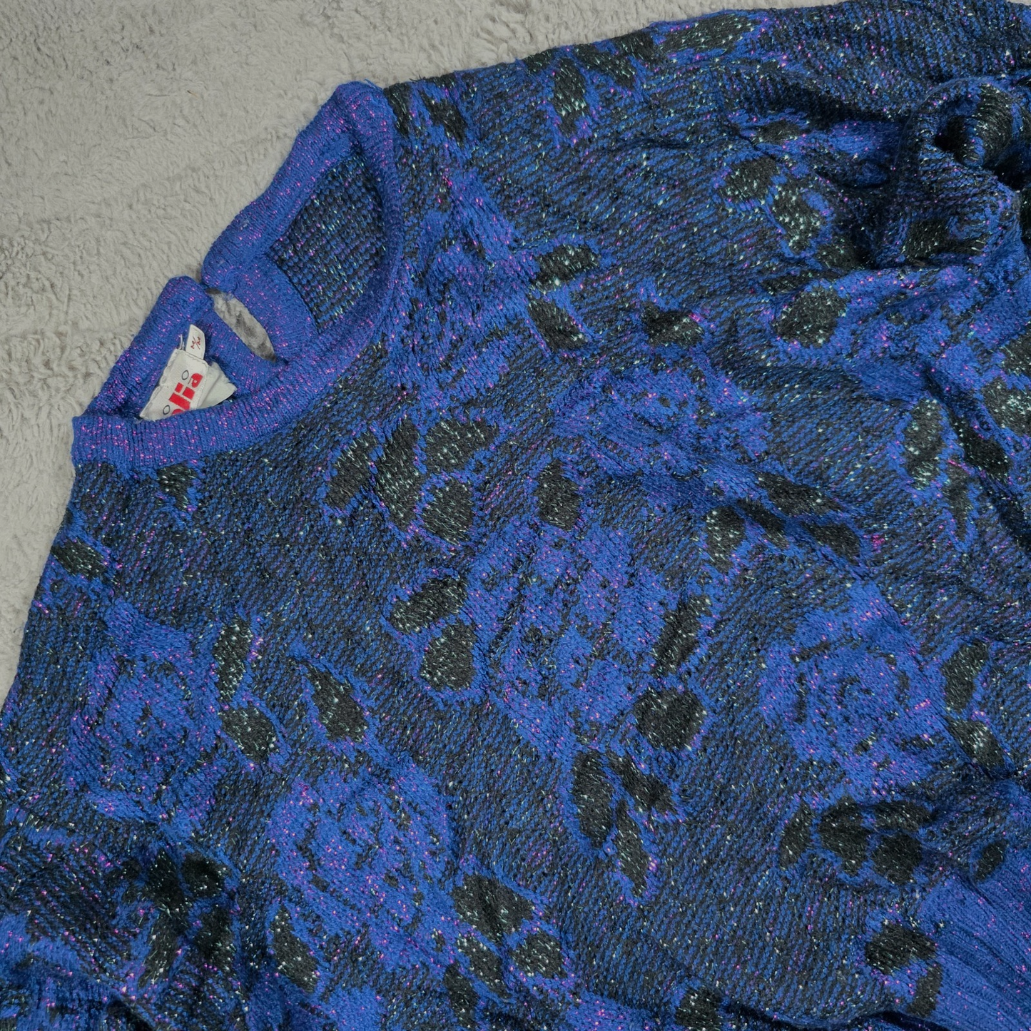 Vintage Alia Abstract Pattern Knit Sweater Women’s M Blue Purple