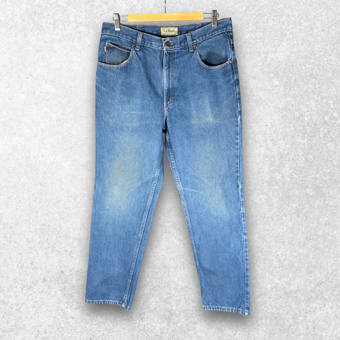 L.L.Bean Mens Jeans W33 L30 Blue Classic Fit Straight Leg Denim Cotton