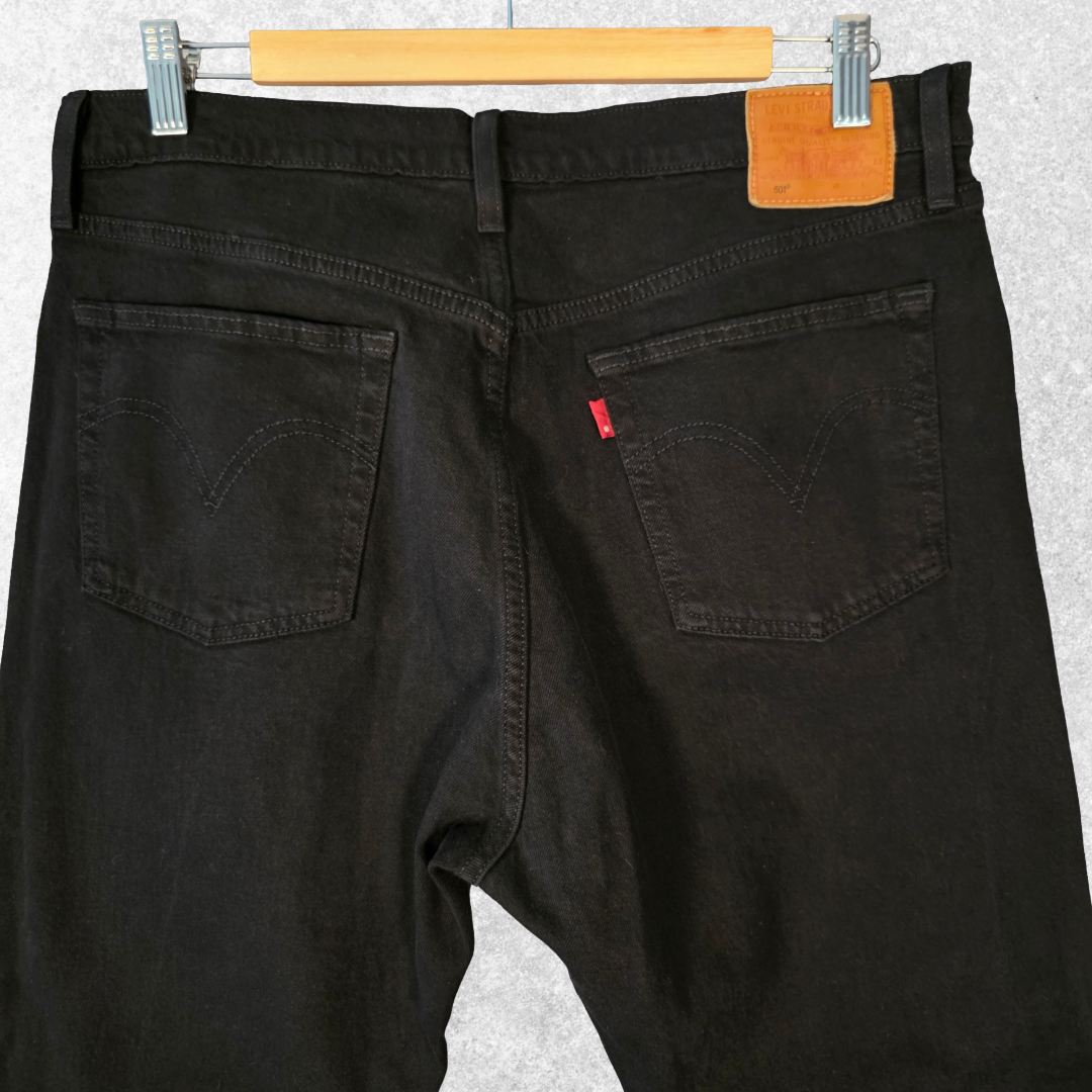Levi’s 501 Straight Jeans W33 L26 (Tag W32 L26) Black Stretch Button Fly Men’s
