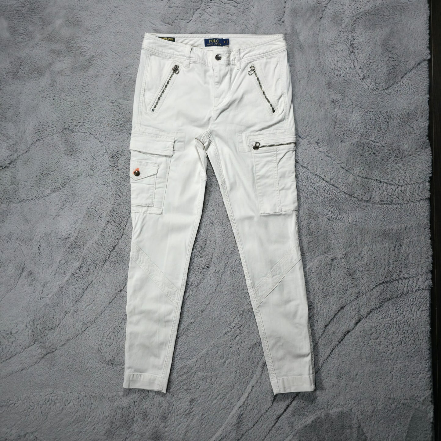 Polo Ralph Lauren Utility Cargo Trousers White Women’s US 8 UK 12 Stretch Twill